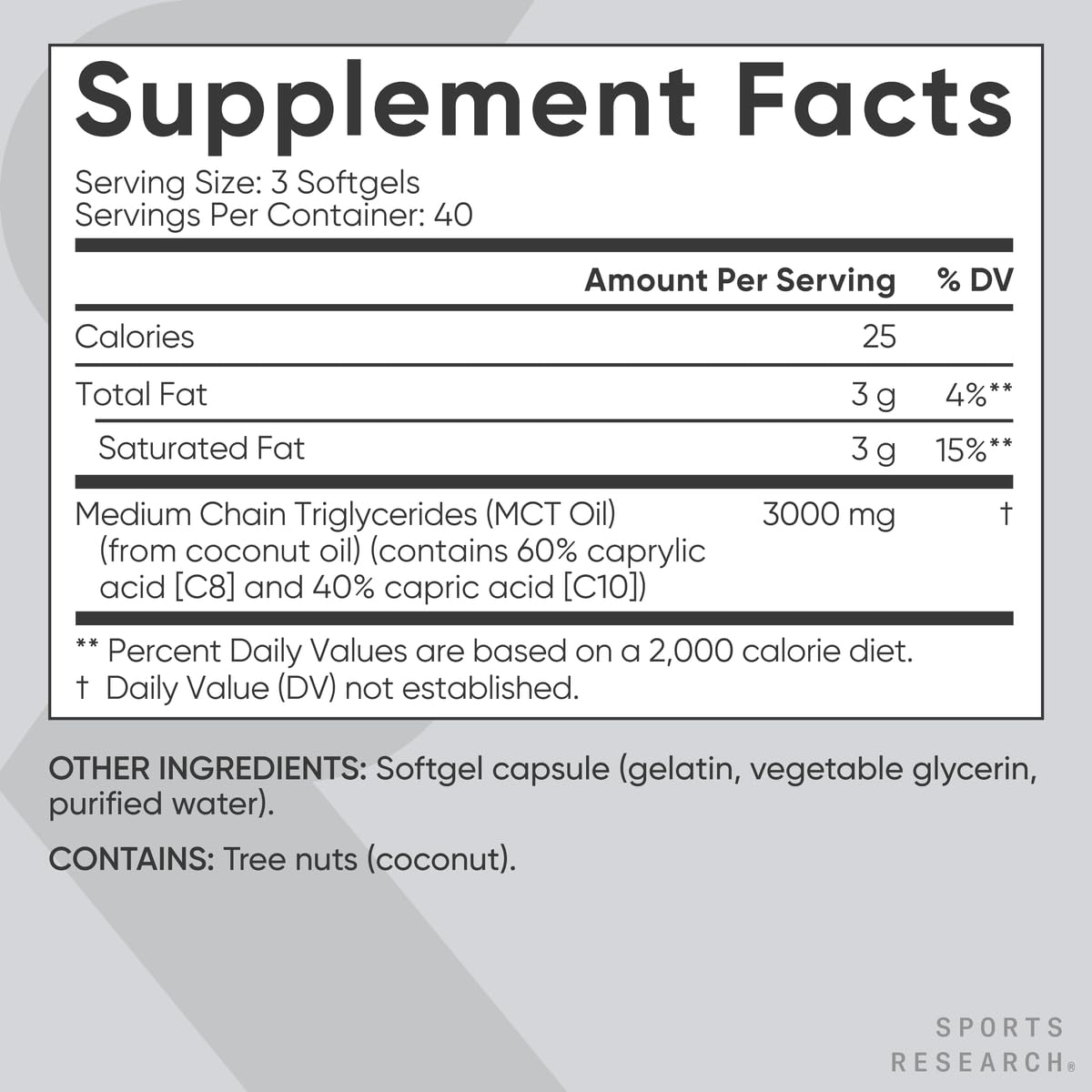 Foto 6 | Cápsulas De Aceite Mct Sports Research Keto Derivadas Del Coco - Venta Internacional.