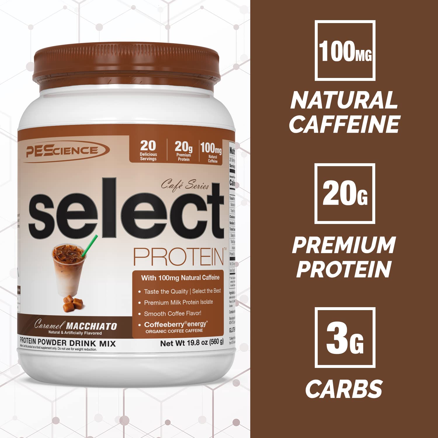 Foto 3 pulgar | Proteína En Polvo Pesscience Select Cafe Coffee Caramel 560 G - Venta Internacional.