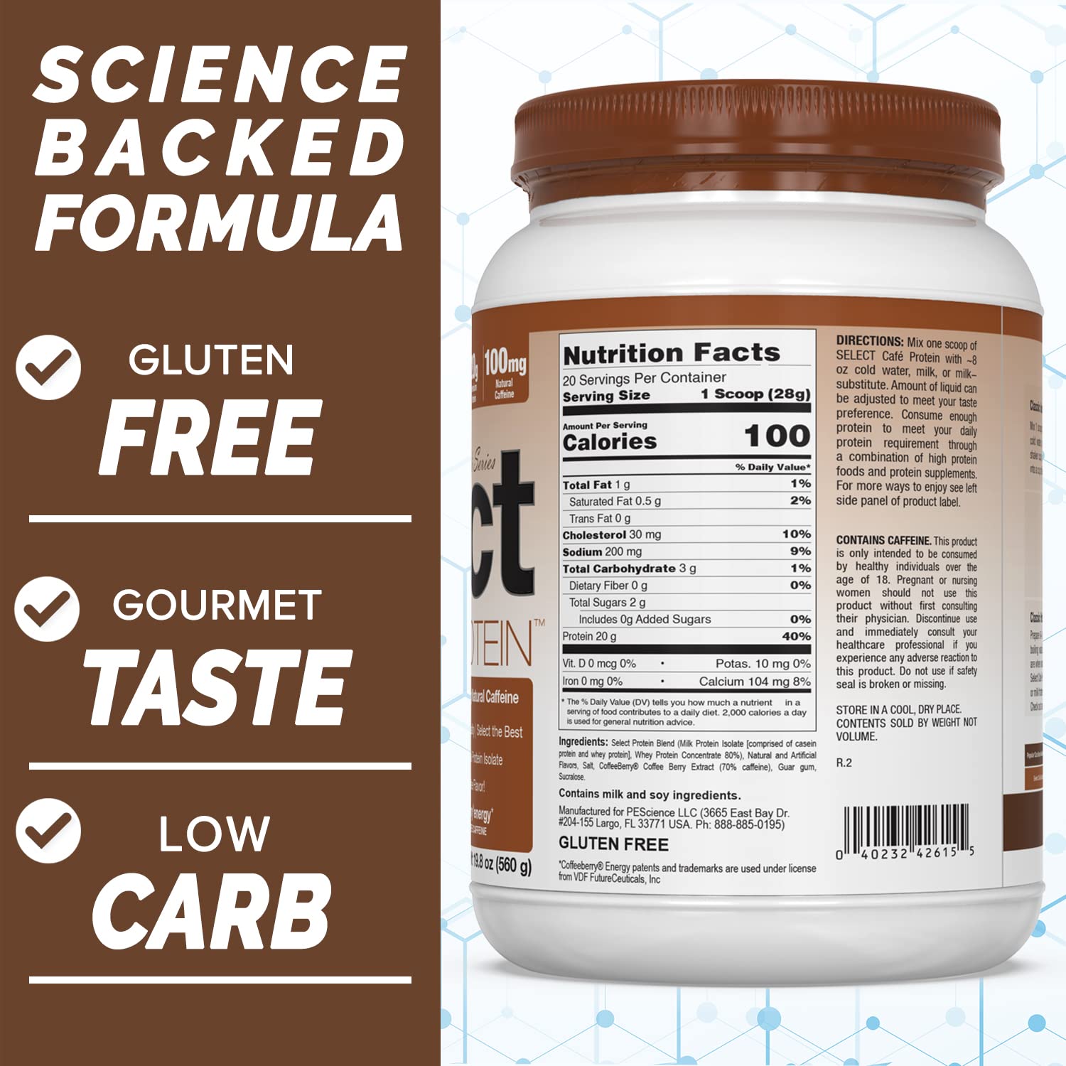 Foto 4 pulgar | Proteína En Polvo Pesscience Select Cafe Coffee Caramel 560 G - Venta Internacional.