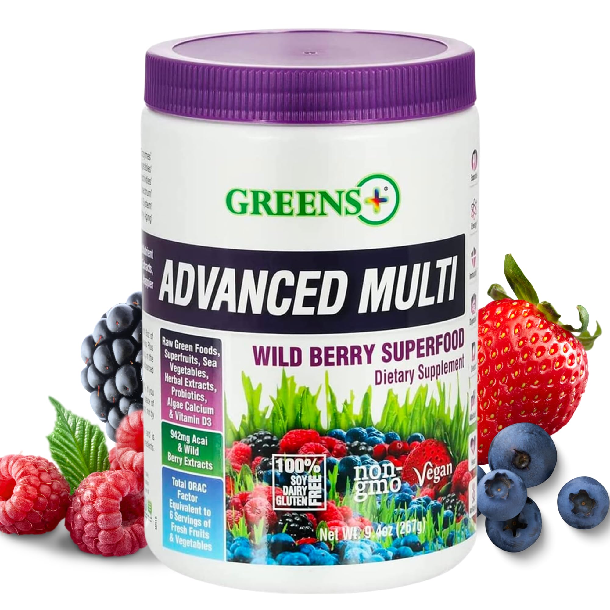 Foto 2 pulgar | Suplemento Greens+ Advanced Multi Wild Berry 275 Ml - Venta Internacional.