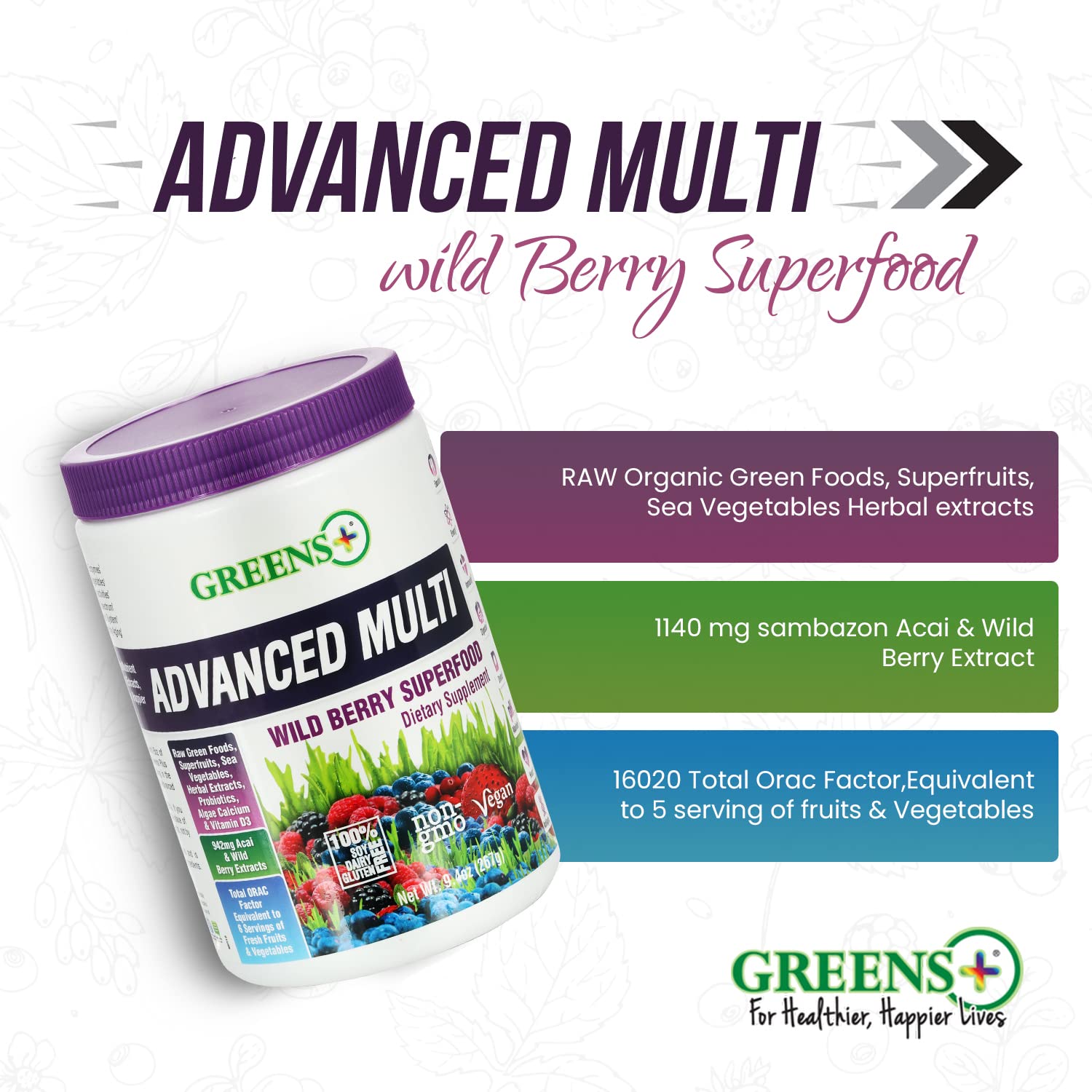 Foto 4 | Suplemento Greens+ Advanced Multi Wild Berry 275 Ml - Venta Internacional.