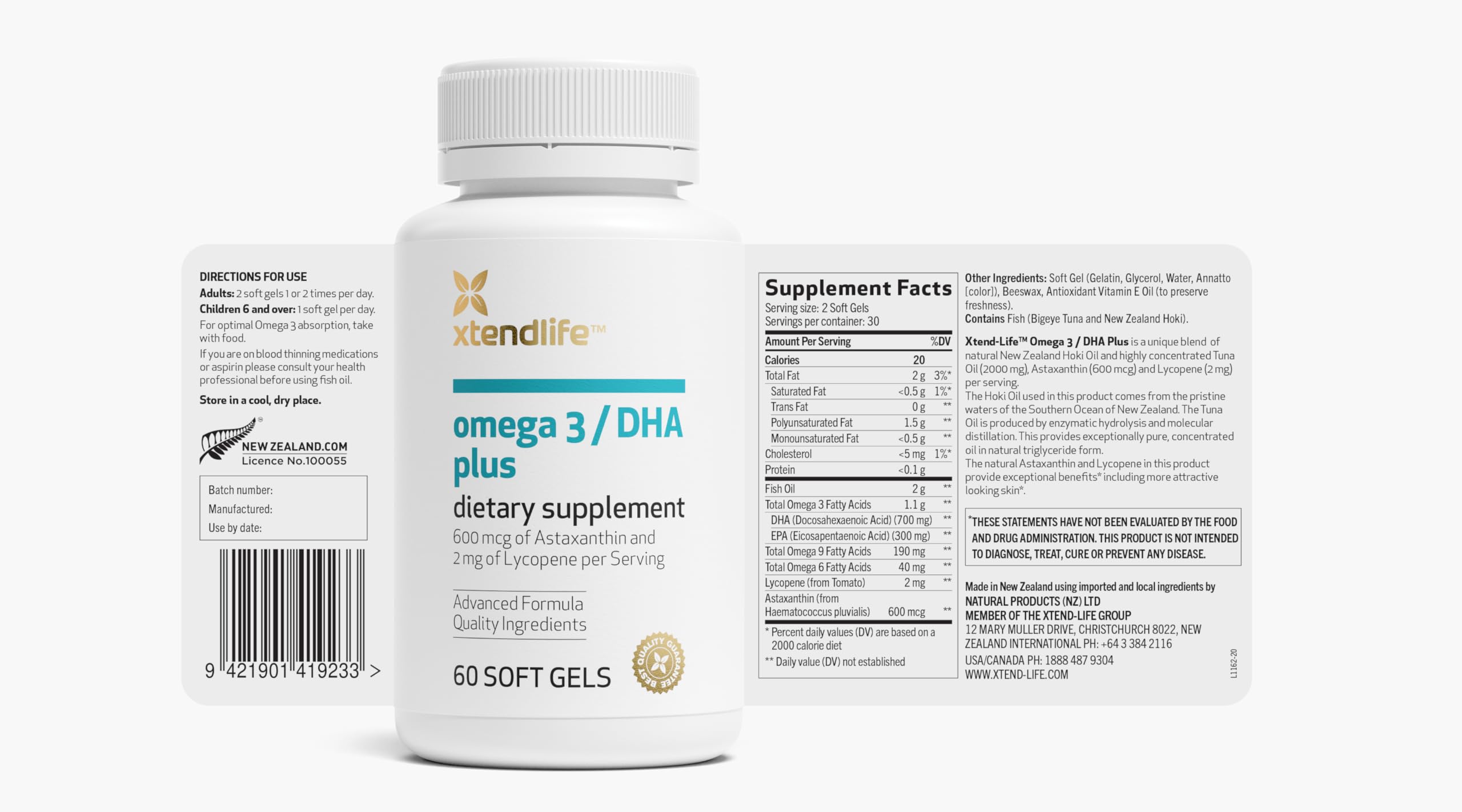Foto 2 | Suplemento Xtendlife Omega 3 Dha Plus De Aceite De Pescado 1100 Mg - Venta Internacional.