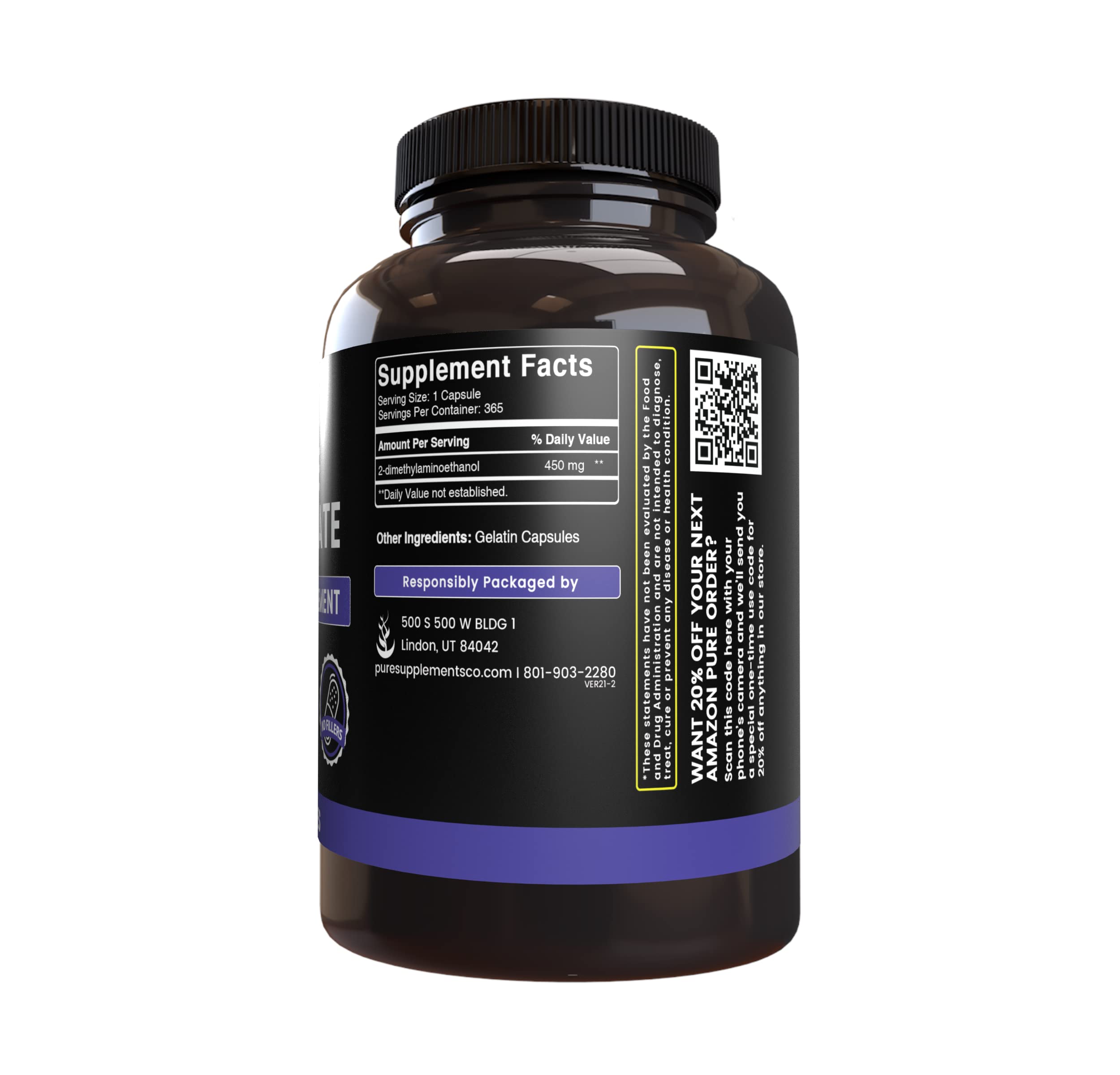 Foto 4 pulgar | Suplementos Dietéticos Ingredientes Originales Puros Bitartrato De Dmae - Venta Internacional.