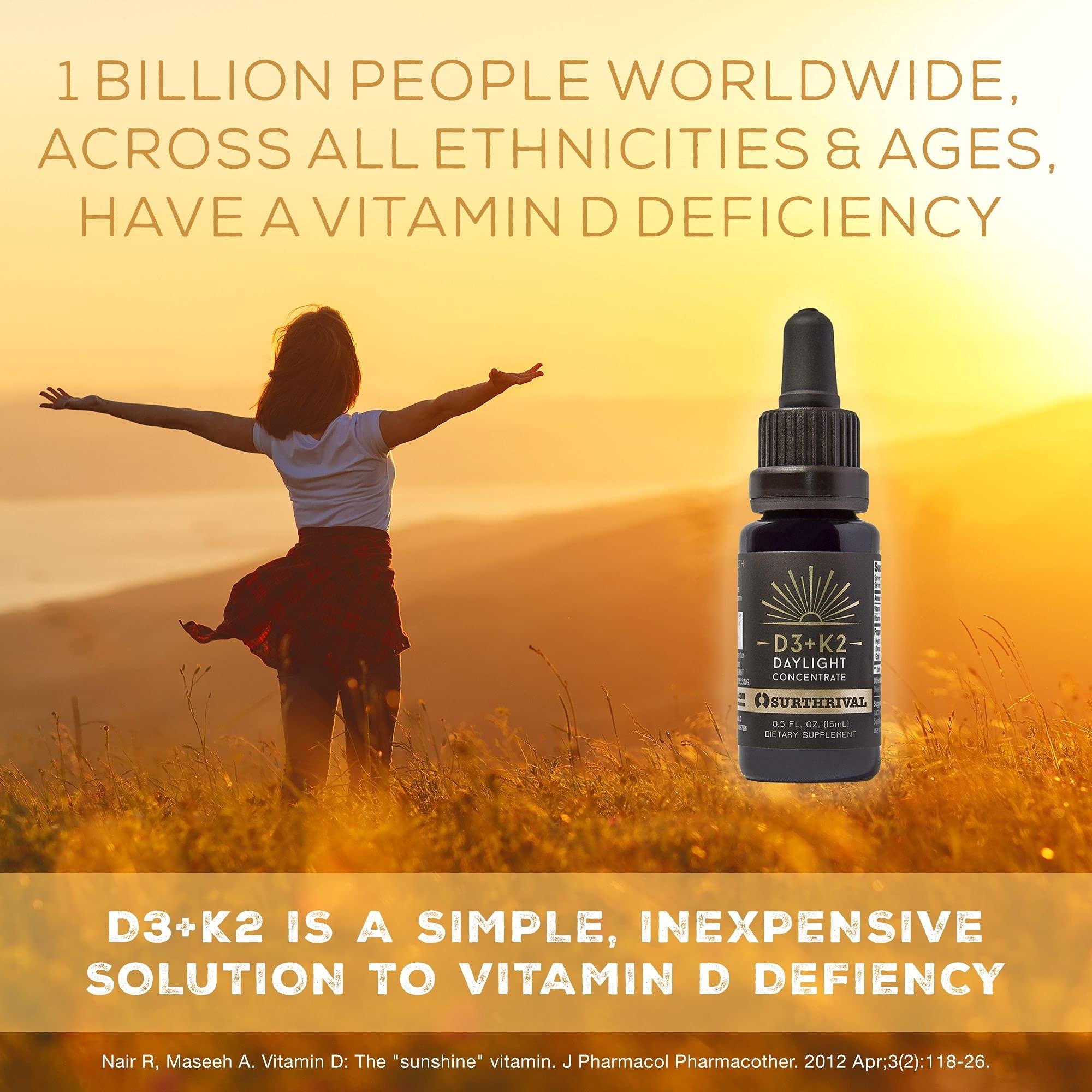Foto 4 pulgar | Suplemento Surthrival Vitamin D3+k2 Daylight Concentrate - Venta Internacional.