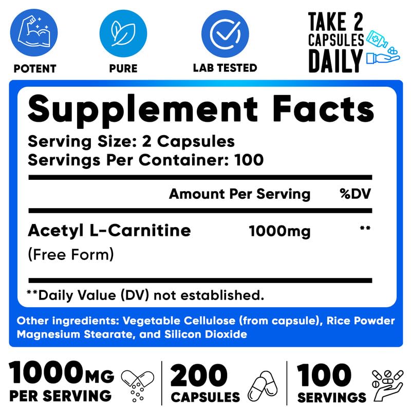 Foto 3 pulgar | Suplemento We Like Vitaminas Acetil L-carnitina 1000 Mg X200 - Venta Internacional.