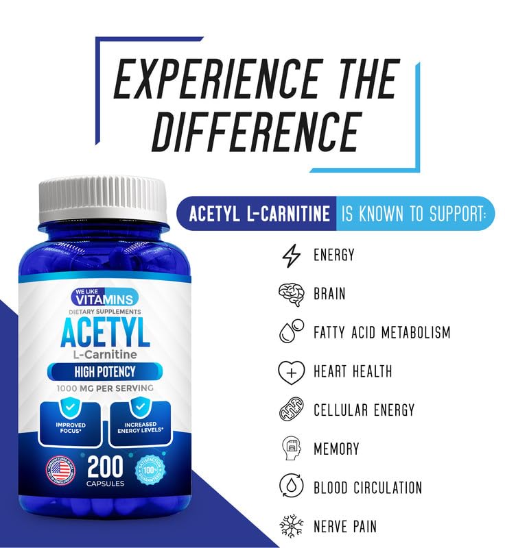Foto 6 pulgar | Suplemento We Like Vitaminas Acetil L-carnitina 1000 Mg X200 - Venta Internacional.