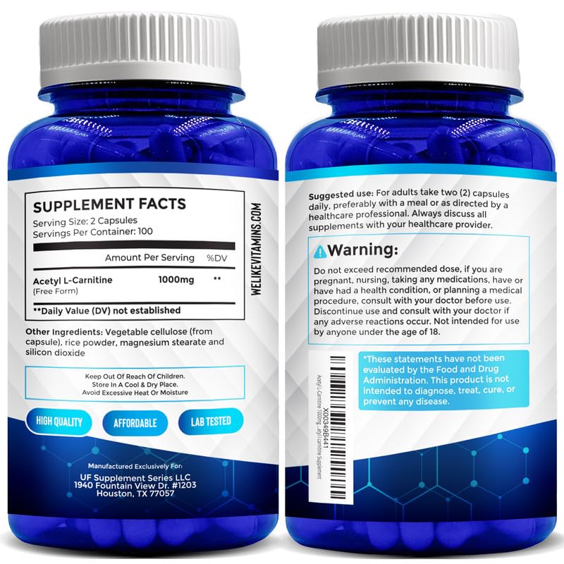 Foto 6 | Suplemento We Like Vitaminas Acetil L-carnitina 1000 Mg X200 - Venta Internacional.