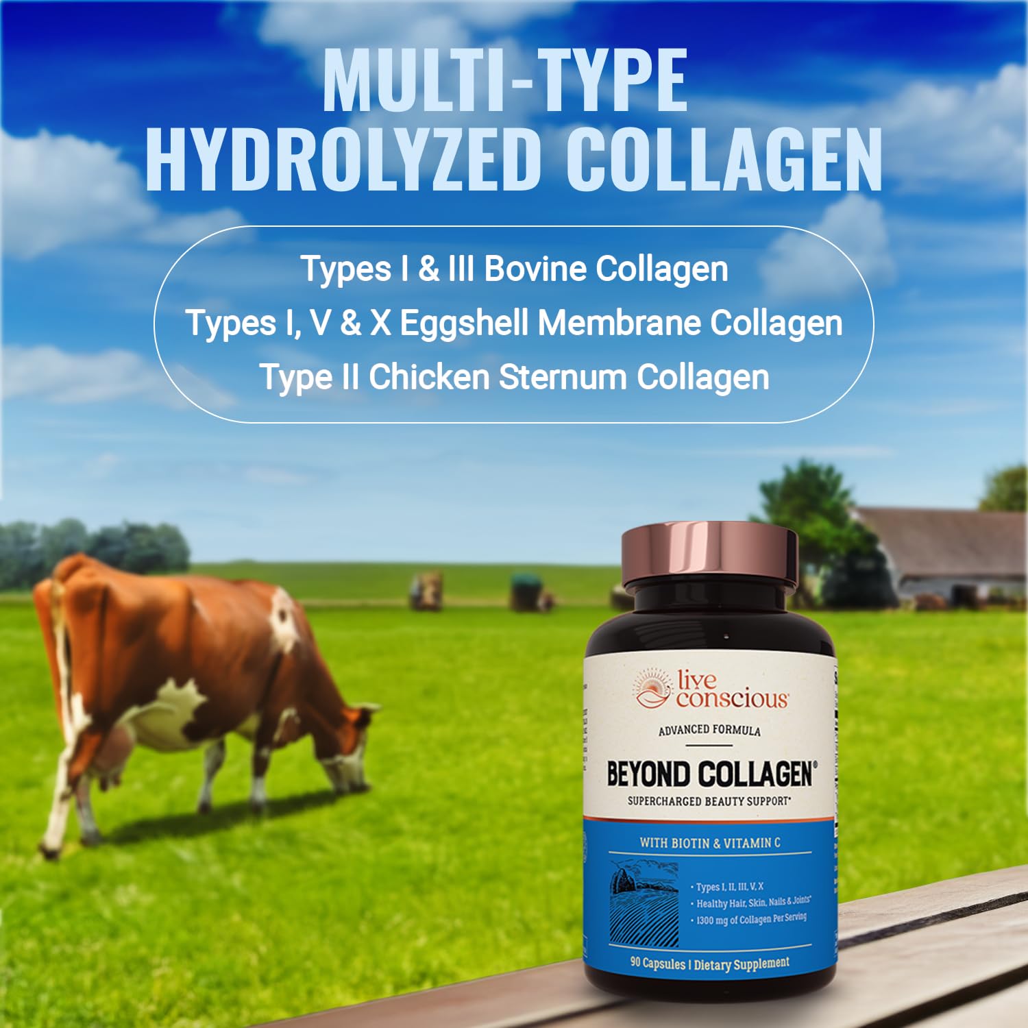 Foto 3 pulgar | Suplemento Live Conscious Beyond Collagen 90 Cápsulas - Venta Internacional.