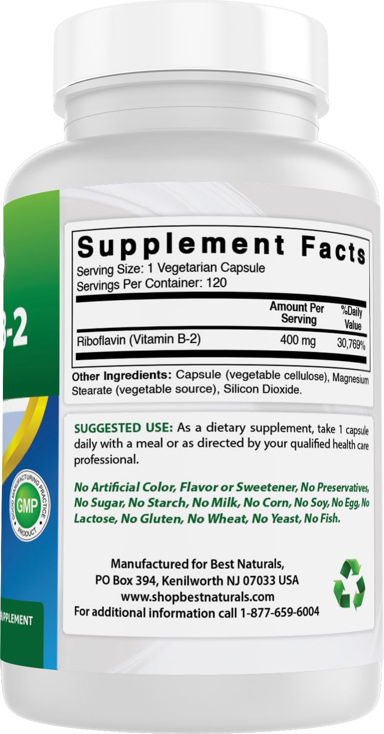 Foto 6 | Suplemento Best Naturals De Vitamina B2 (riboflavina) 400 Mg 120 Cápsulas - Venta Internacional.