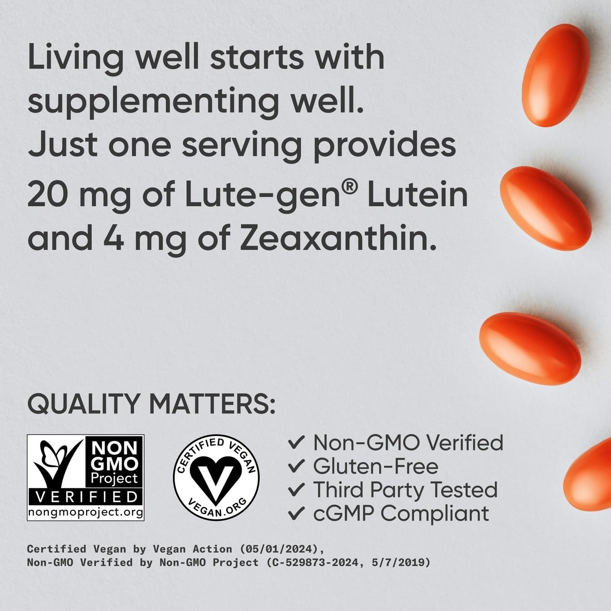Foto 5 pulgar | Suplemento De Luteína Vegana Sports Research 20 Mg Con Zeaxantina - Venta Internacional.