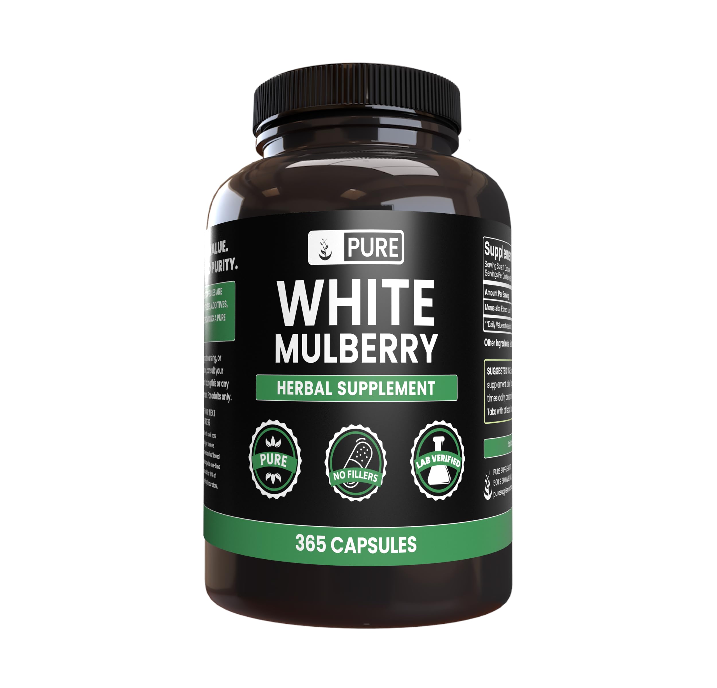 Foto 1 | Suplemento Pure Original Ingredients White Mulberry 365 Cápsulas - Venta Internacional.