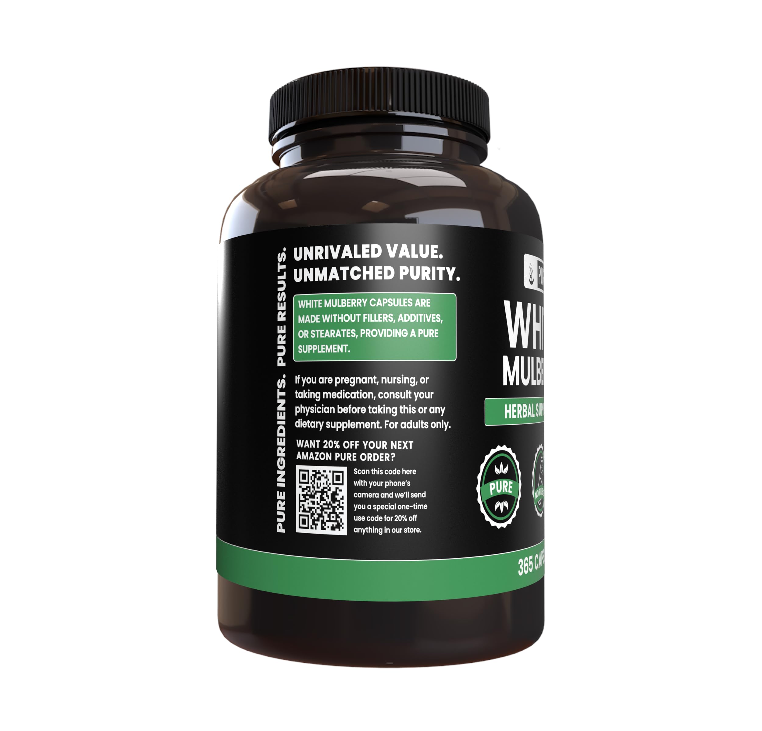 Foto 2 | Suplemento Pure Original Ingredients White Mulberry 365 Cápsulas - Venta Internacional.