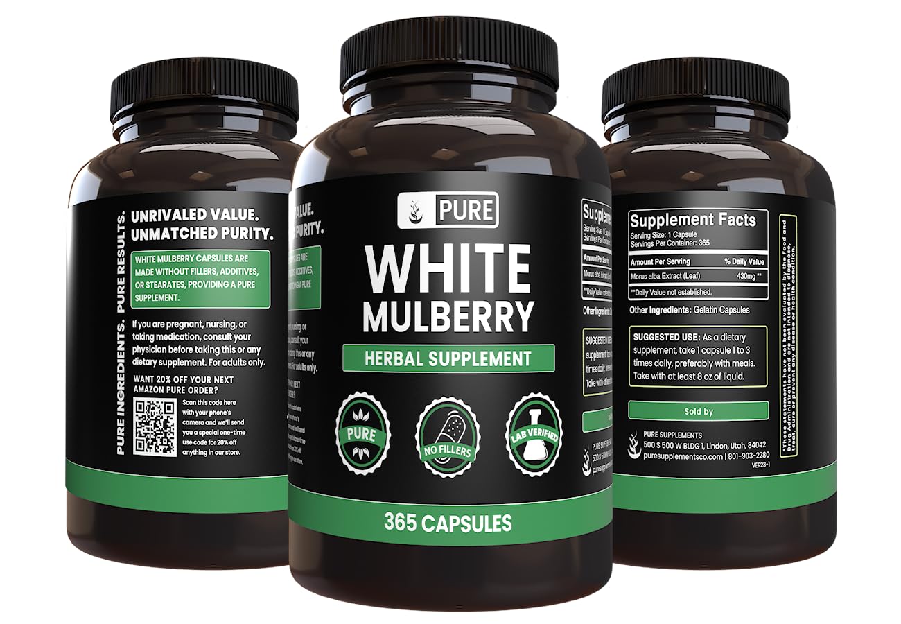 Foto 5 pulgar | Suplemento Pure Original Ingredients White Mulberry 365 Cápsulas - Venta Internacional.