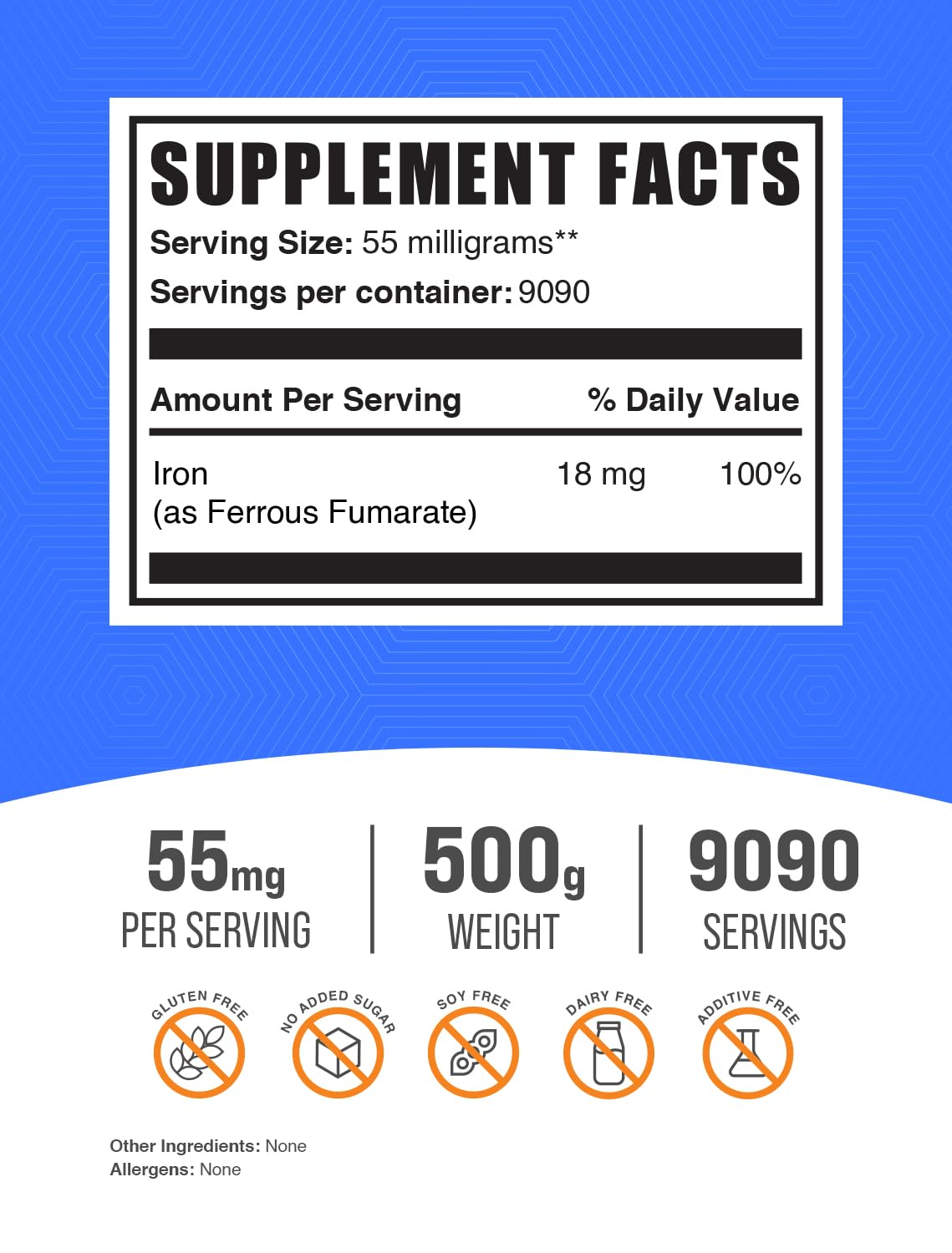 Foto 3 pulgar | Suplemento De Hierro Bulksupplements.com Fumarato Ferroso 500 G - Venta Internacional.