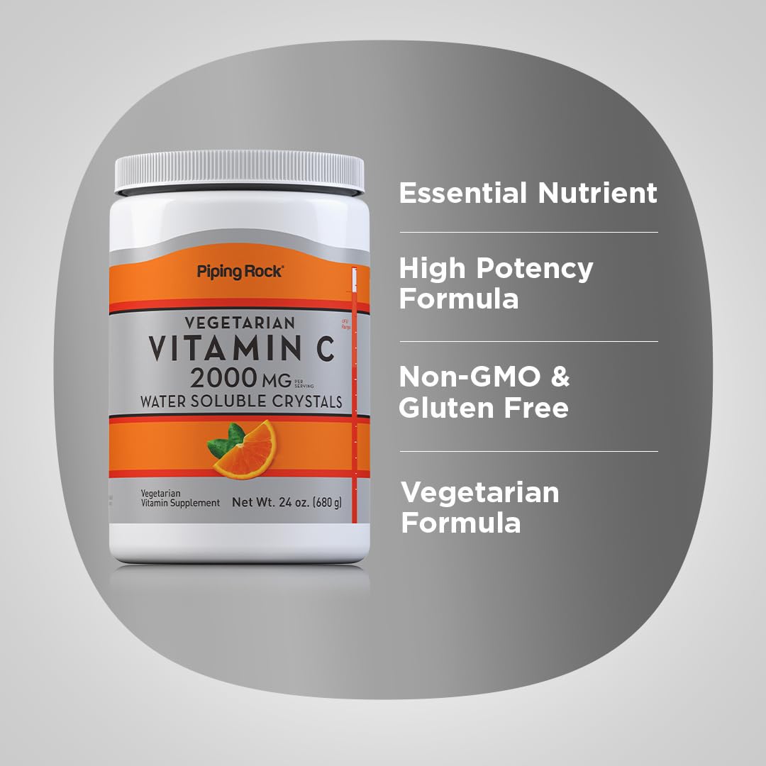 Foto 4 | Vitamina C En Polvo Piping Rock, 24 Oz (700 Ml), 2000 Mg De Ácido Ascórbico - Venta Internacional.
