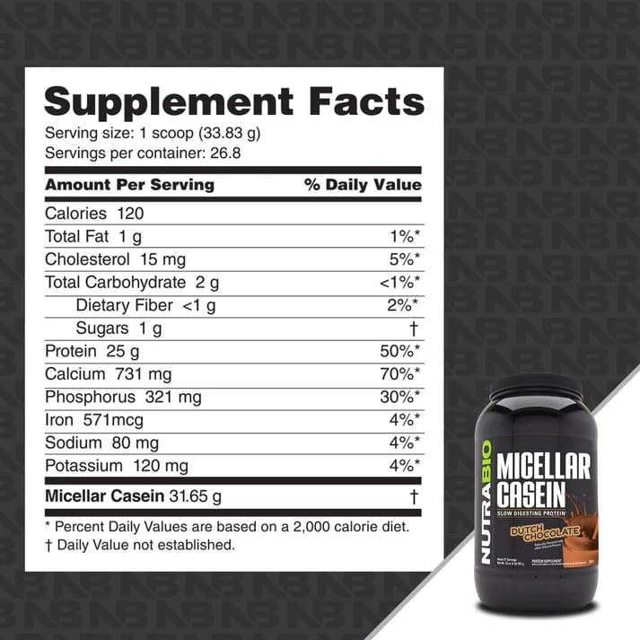 Foto 3 pulgar | Proteína En Polvo Nutrabio, Caseína Micelar, Chocolate Holandés, 907 G - Venta Internacional.