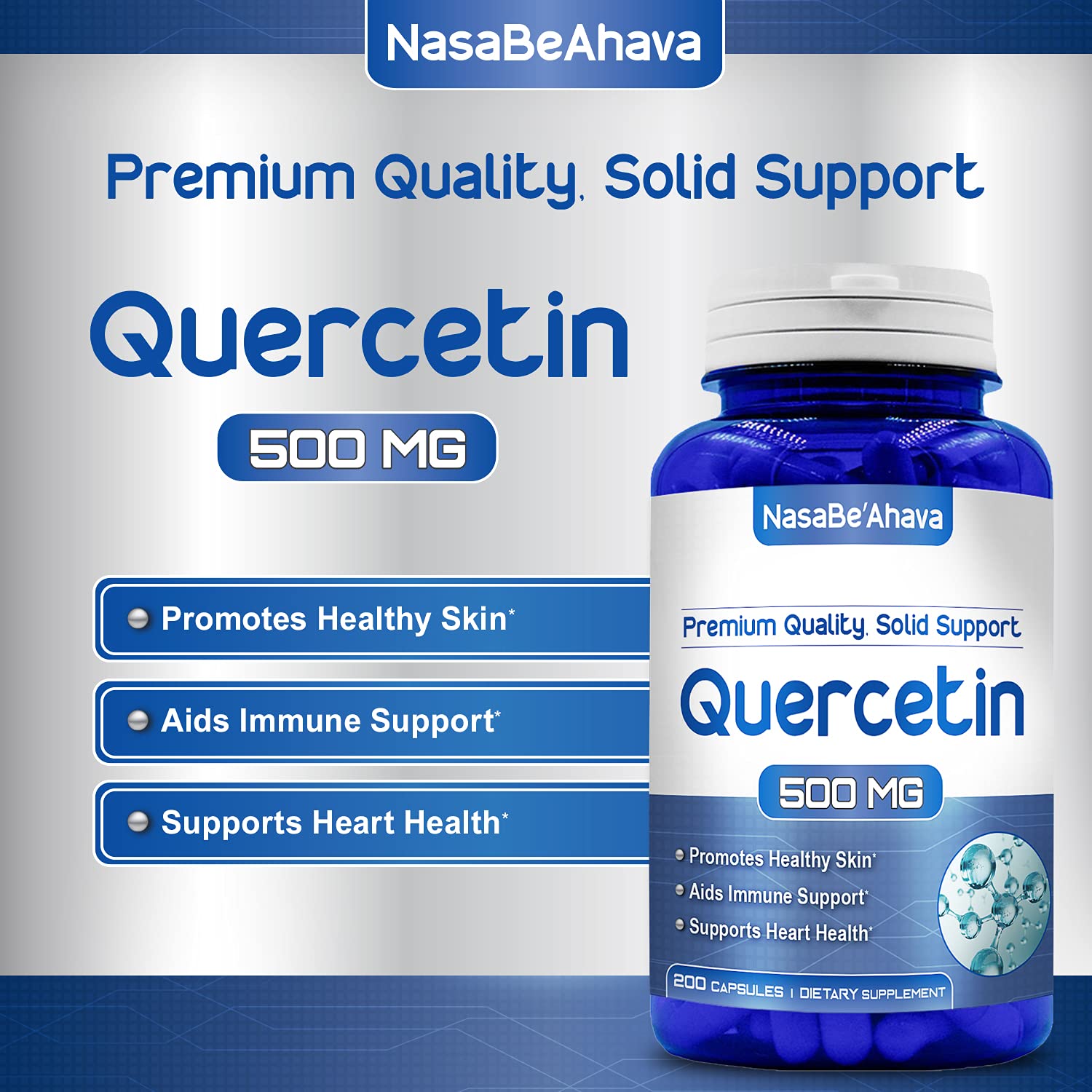 Foto 5 pulgar | Suplemento Nasabeahava Pure Quercetina 500 Mg 200 Cápsulas - Venta Internacional.