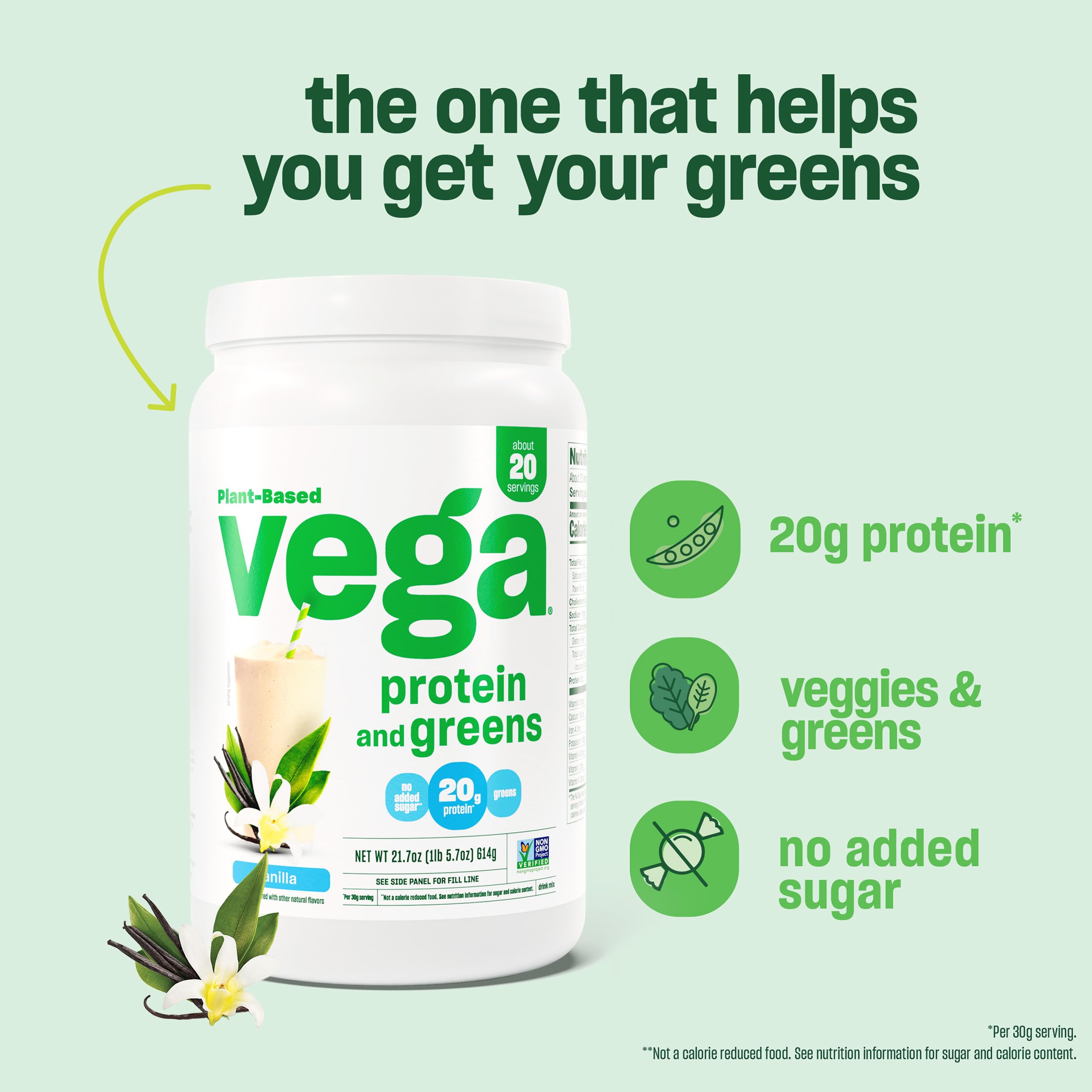 Foto 8 pulgar | Proteína En Polvo Vega Protein And Greens, Vainilla, 620 Ml, 20 G - Venta Internacional.