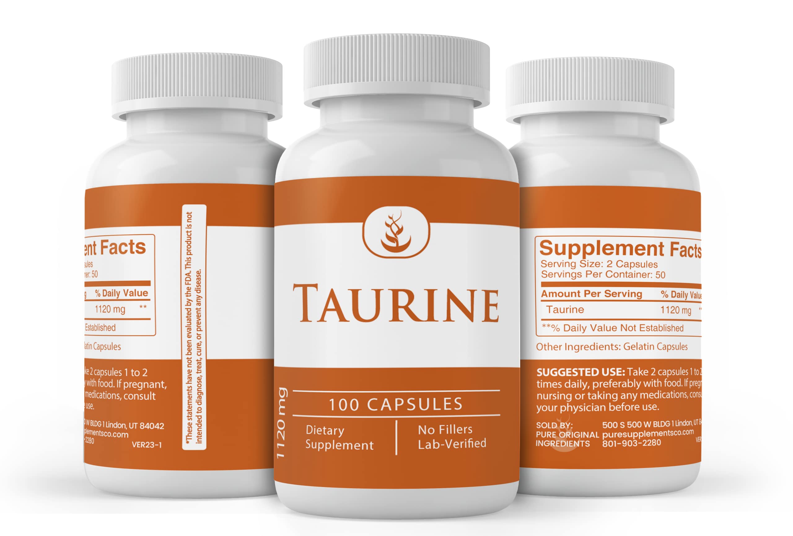 Foto 5 pulgar | Suplemento Dietético Pure Original Ingredients Taurine 100 Cápsulas - Venta Internacional.