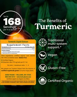 Foto 2 | Extracto Líquido De Raíz De Cúrcuma Orgánico De Herb Pharm, 120 Ml - Venta Internacional.