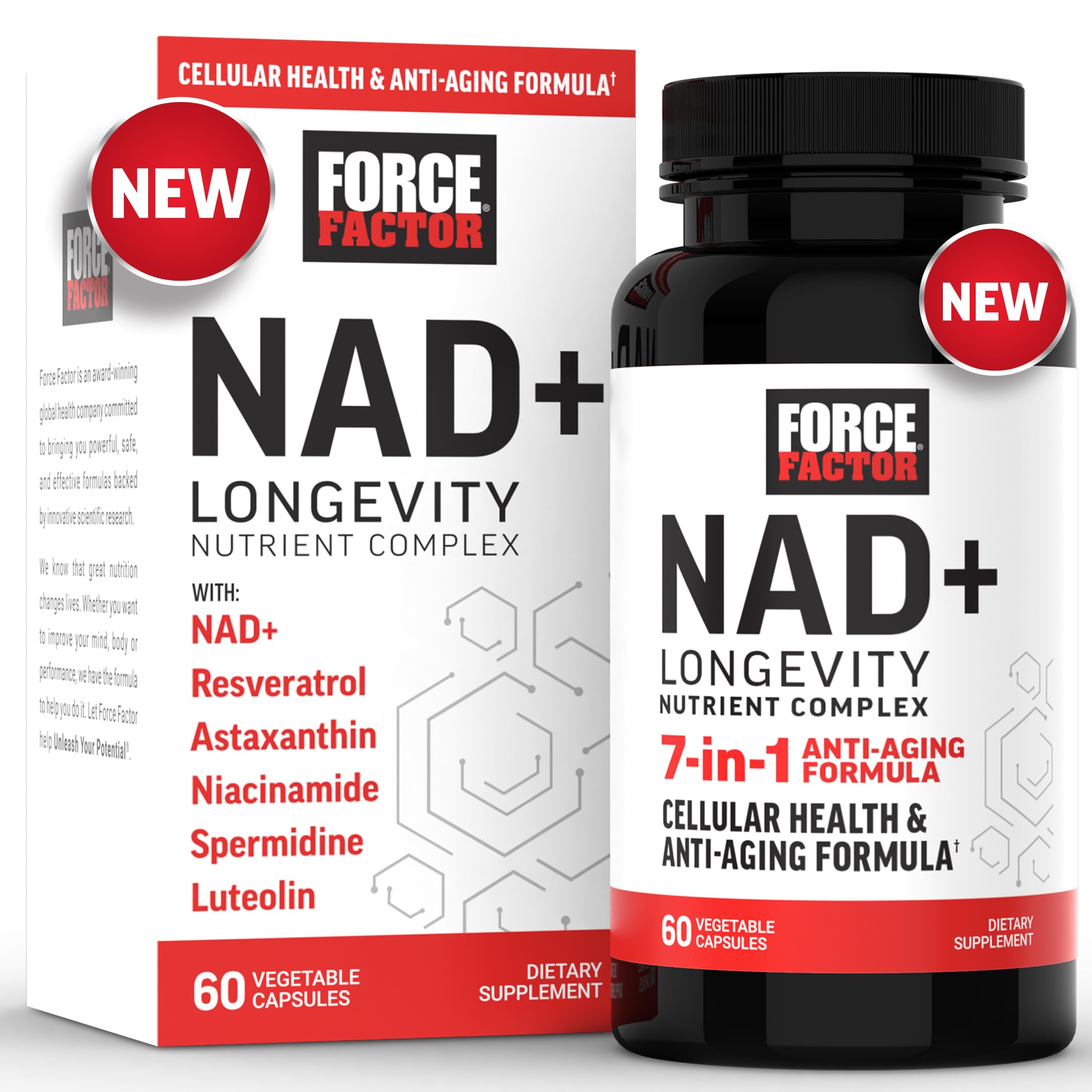 Foto 2 pulgar | Suplemento Force Factor Nad+ Longevity 60 Cápsulas - Venta Internacional.