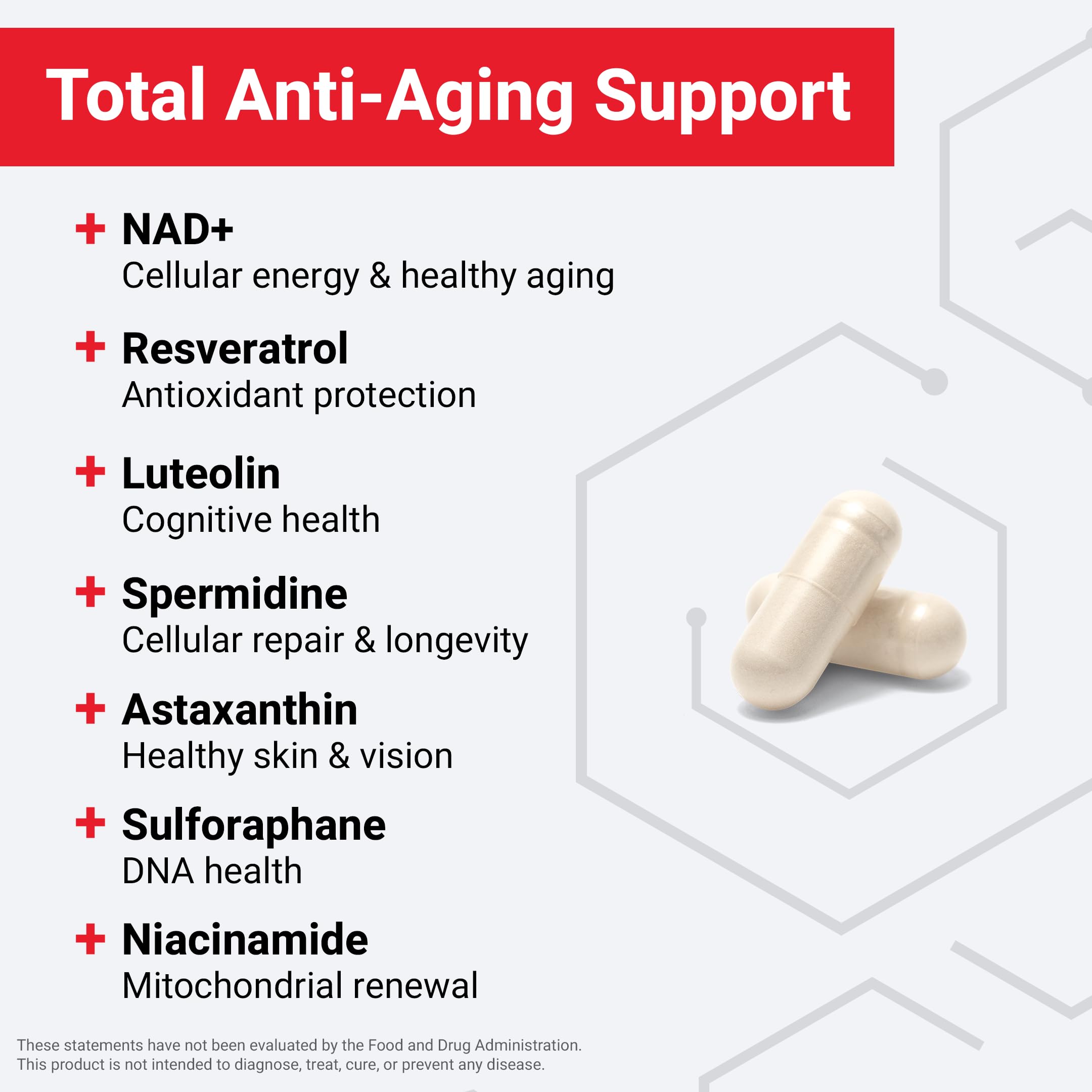 Foto 5 | Suplemento Force Factor Nad+ Longevity 60 Cápsulas - Venta Internacional.