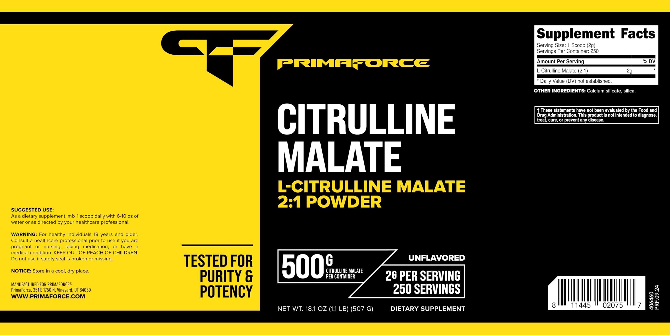 Foto 5 | Suplemento Primaforce L-citrulina Malato En Polvo 500 G - Venta Internacional.