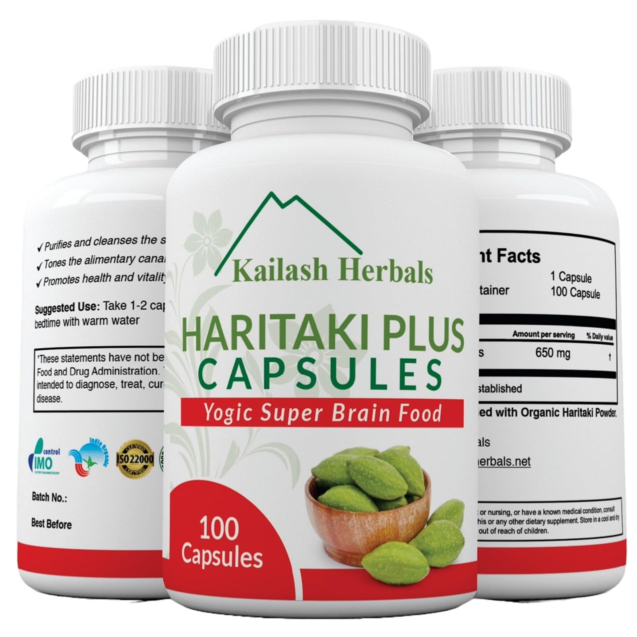 Foto 1 | Suplemento Kailash Herbals, Cápsulas Orgánicas De Haritaki, 100 - Venta Internacional.