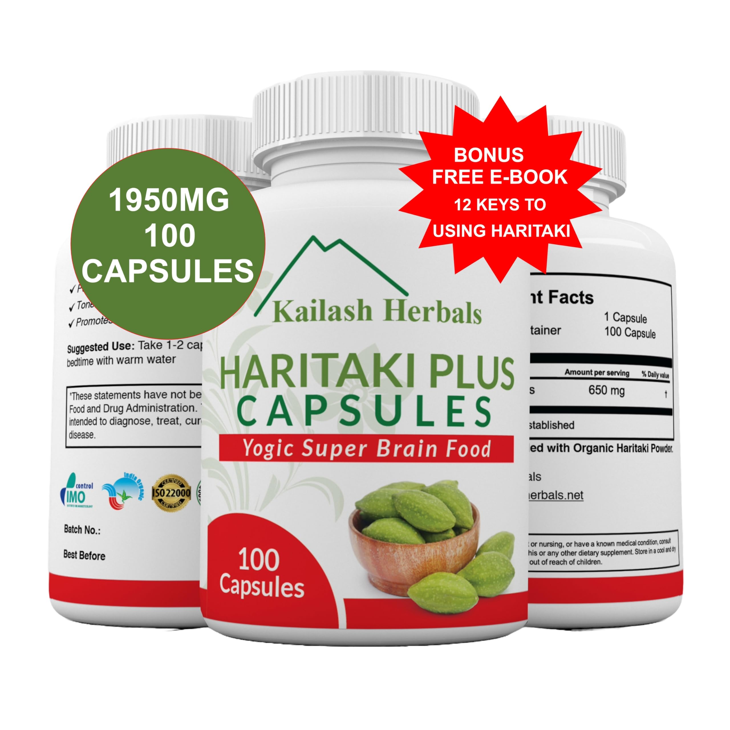 Foto 5 pulgar | Suplemento Kailash Herbals, Cápsulas Orgánicas De Haritaki, 100 - Venta Internacional.