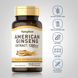 Foto 3 | Suplemento Piping Rock American Ginseng En Cápsulas De 1200 Mg - Venta Internacional.