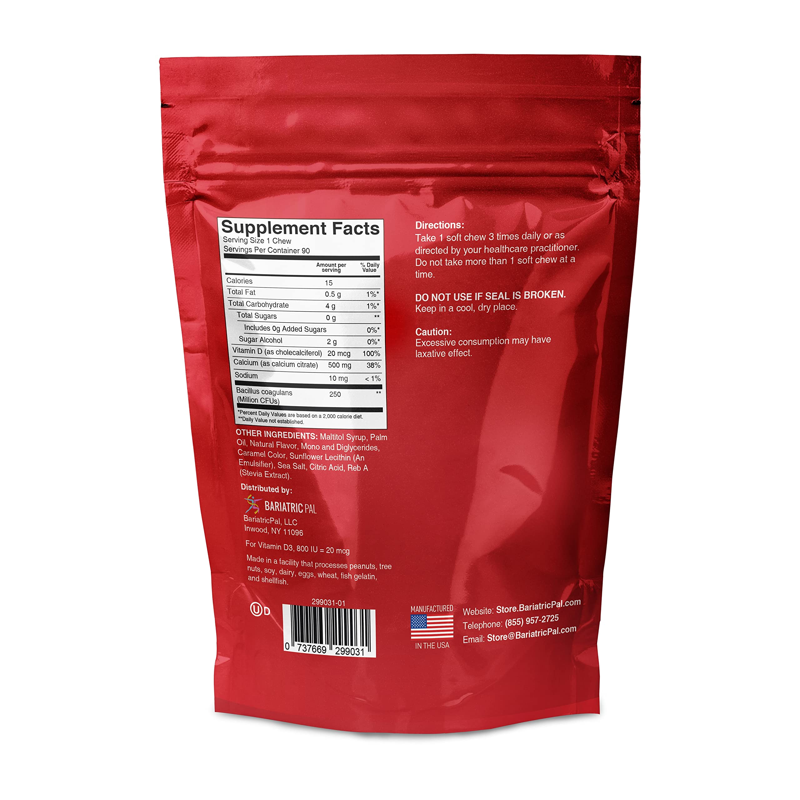 Foto 2 | Masticables Blandos Con Citrato De Calcio Bariatricpal 500 Mg Con Probióticos - Venta Internacional.