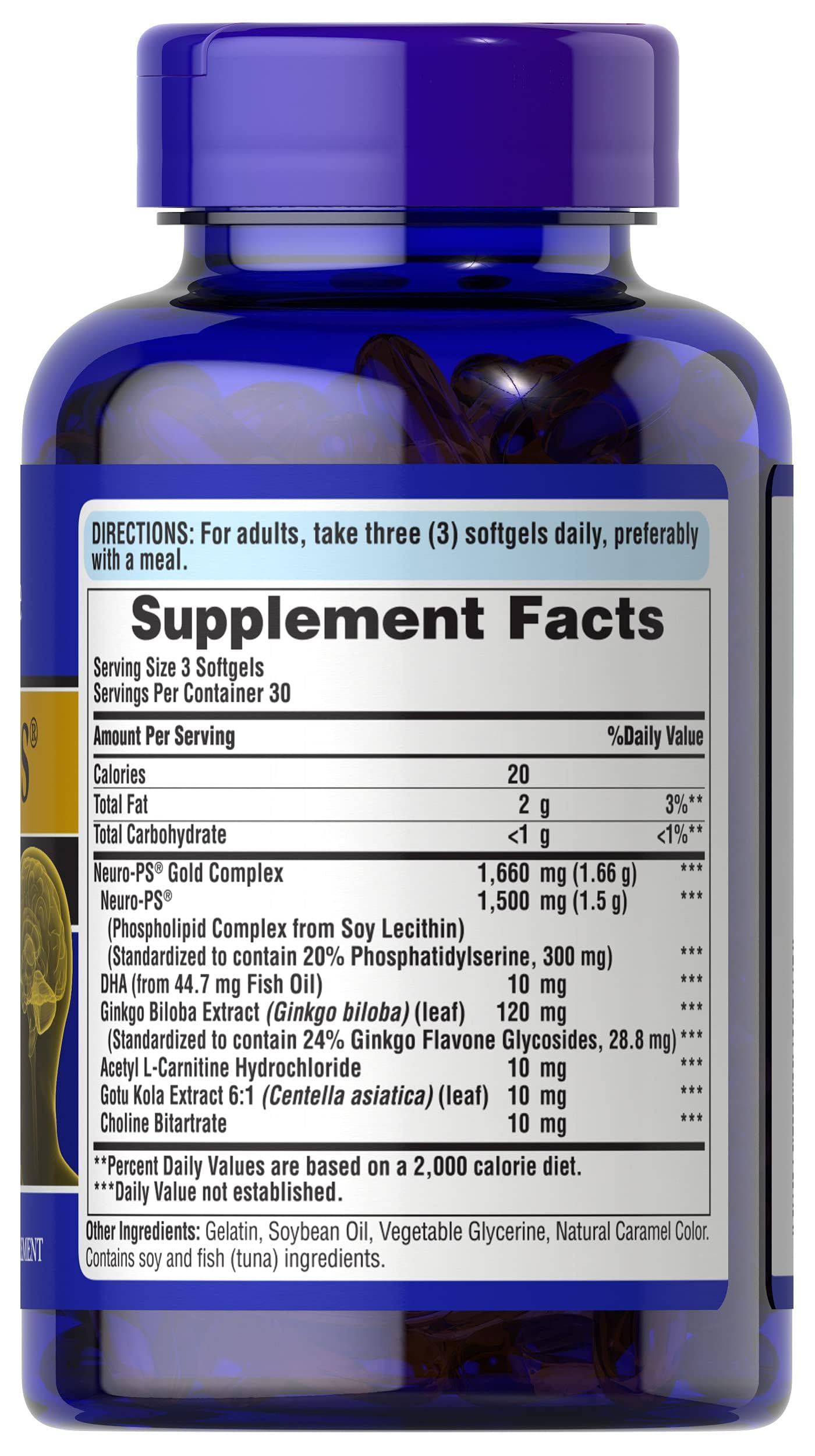Foto 2 | Suplemento Dietético Puritan's Pride Neuro-ps  Gold Plus 90 Cápsulas Blandas - Venta Internacional.