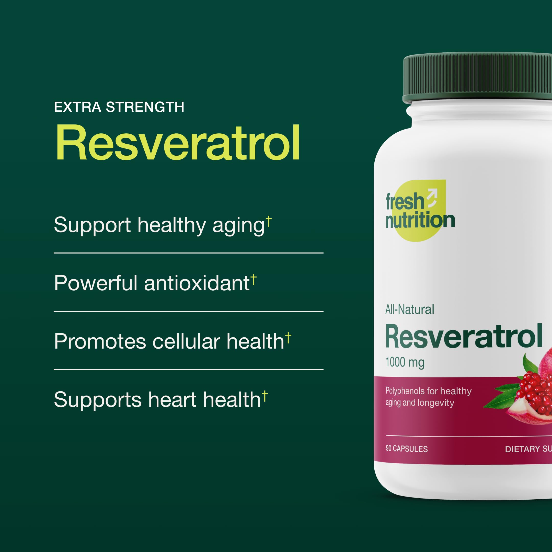 Foto 4 pulgar | Suplemento Fresh Nutrition Resveratrol 750 Mg 90 Cápsulas - Venta Internacional.