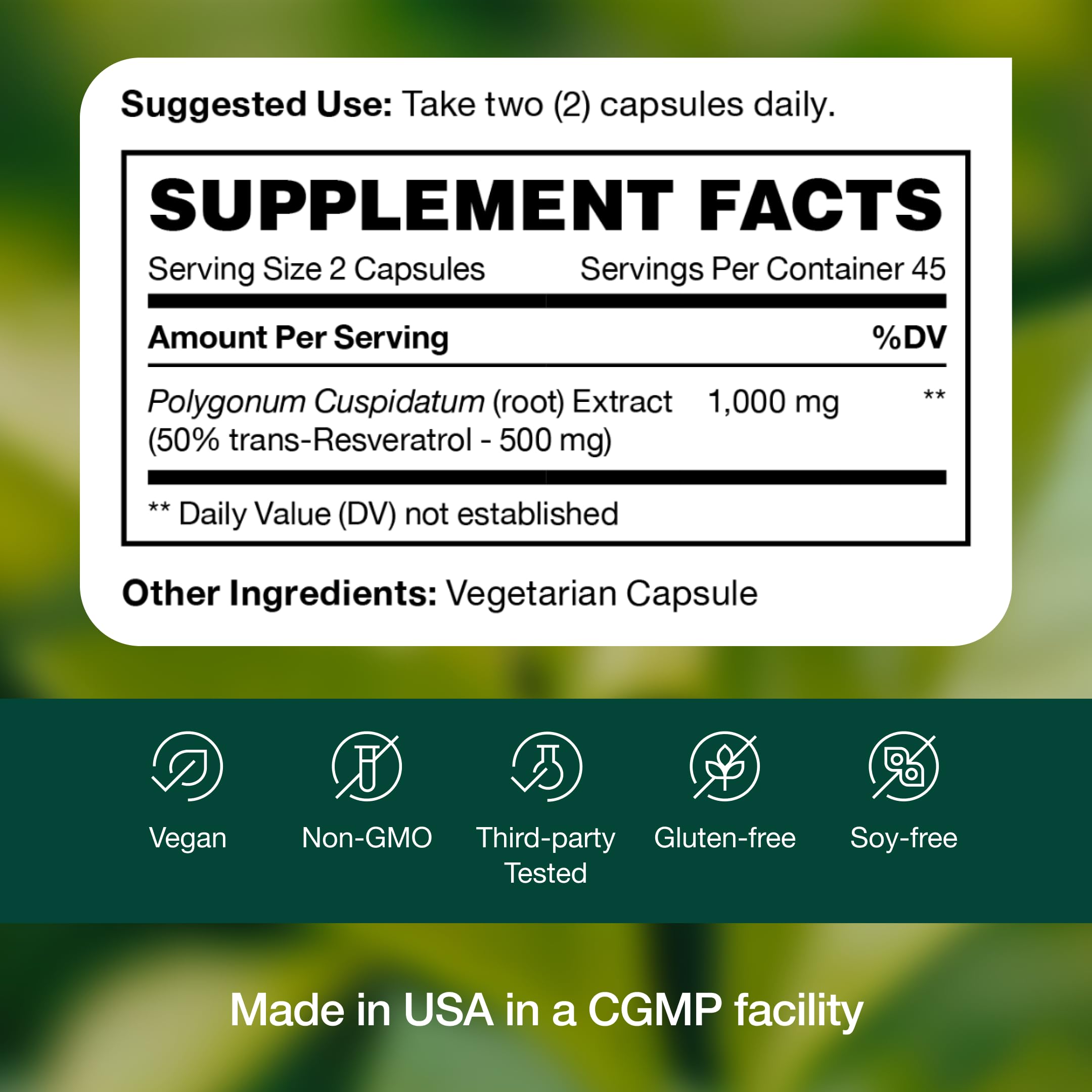 Foto 8 pulgar | Suplemento Fresh Nutrition Resveratrol 750 Mg 90 Cápsulas - Venta Internacional.
