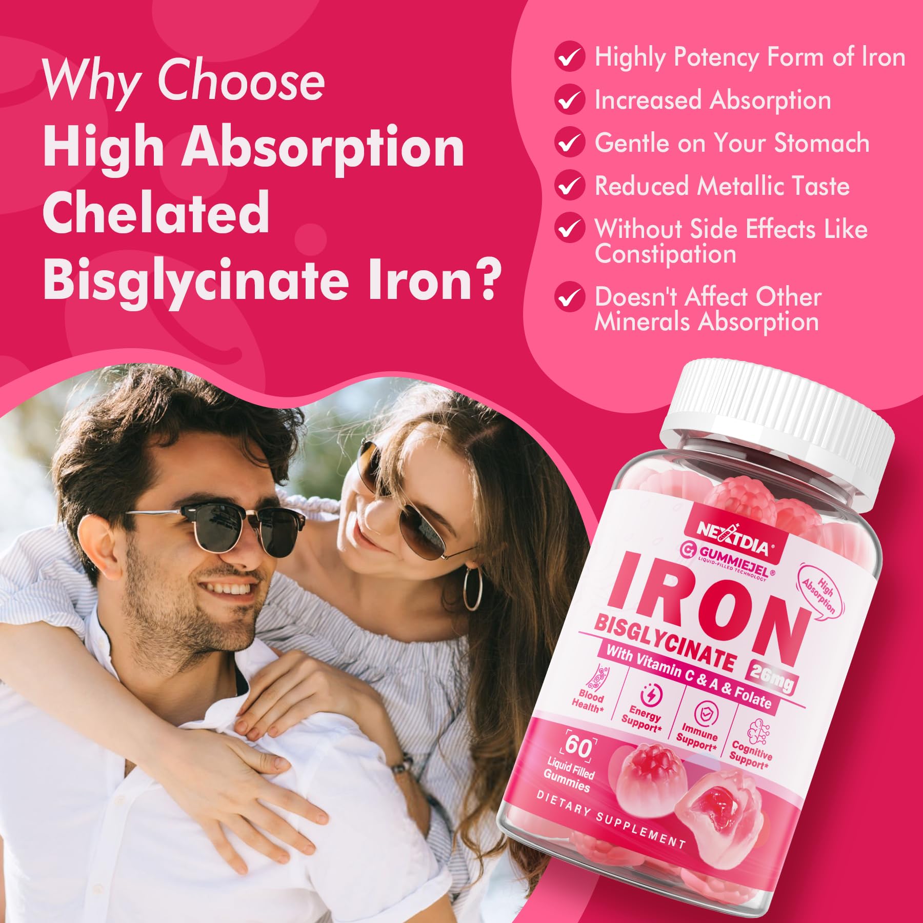 Foto 5 | Suplemento De Hierro Nextdia Vegan Iron + Gomitas De Raíz De Remolacha 26 Mg - Venta Internacional.