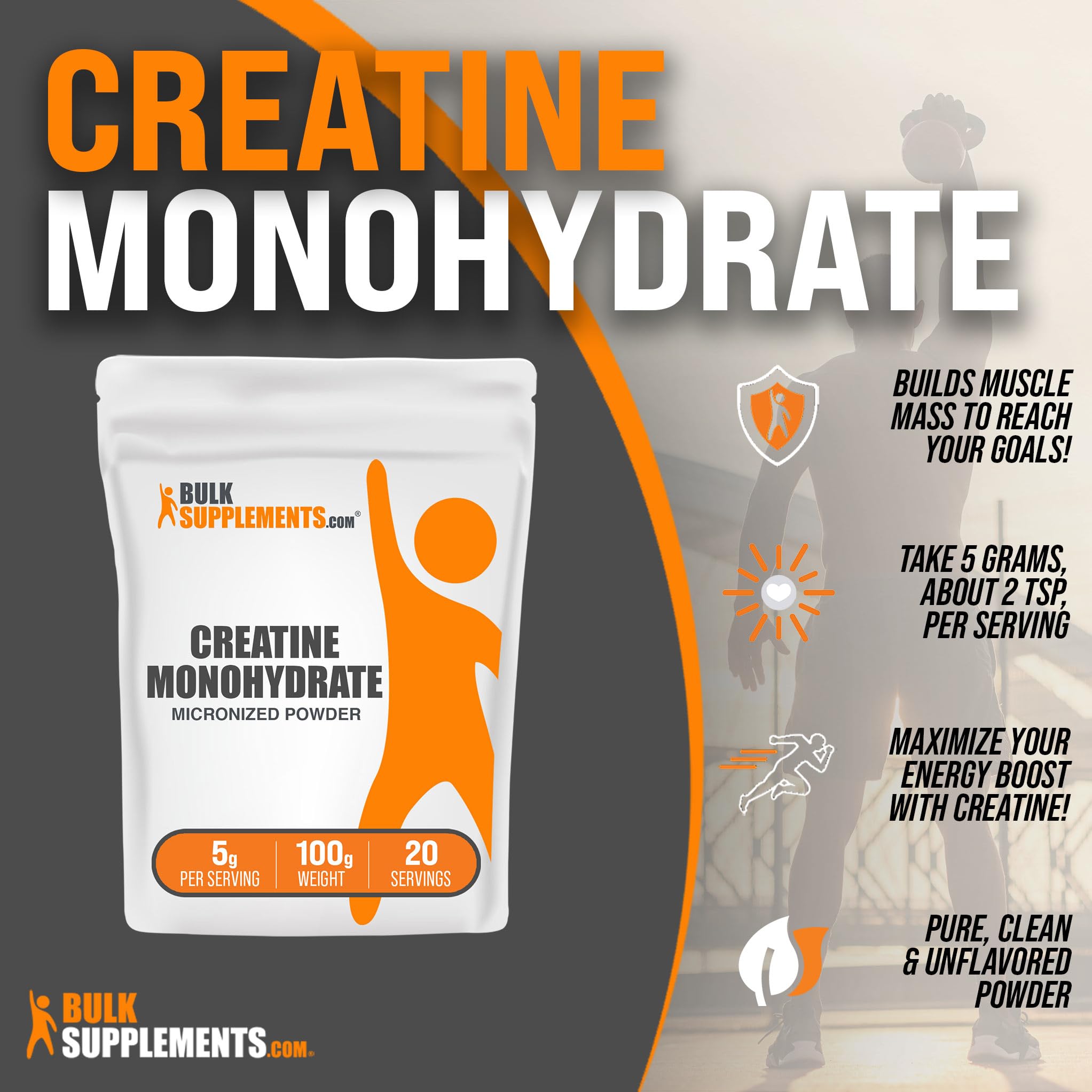 Foto 3 pulgar | Suplemento Bulksupplements.com Monohidrato De Creatina 100 G - Venta Internacional.