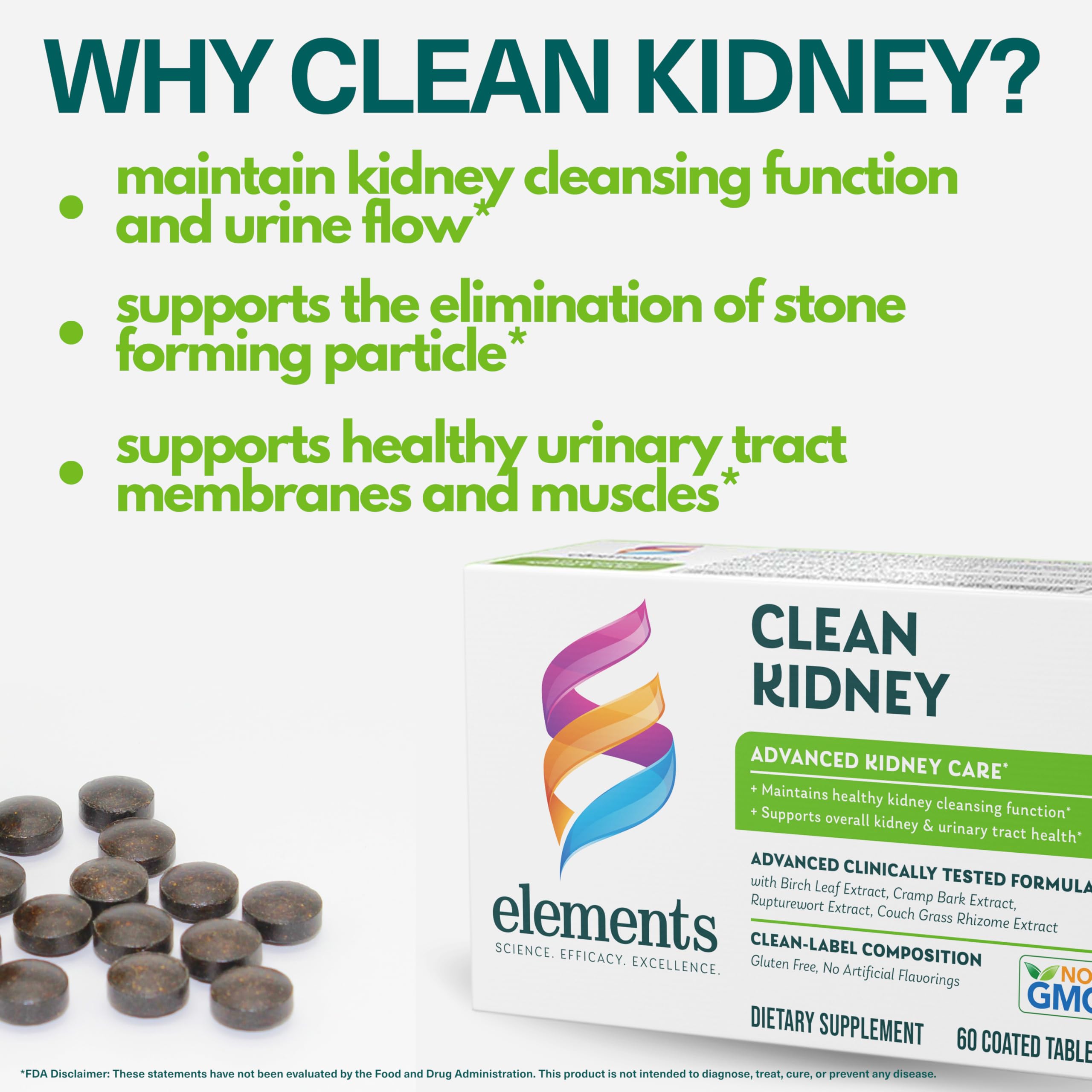 Foto 4 pulgar | Supplement Elements Clean Kidney 60 Comprimidos (suministro Para 30 Días) - Venta Internacional.