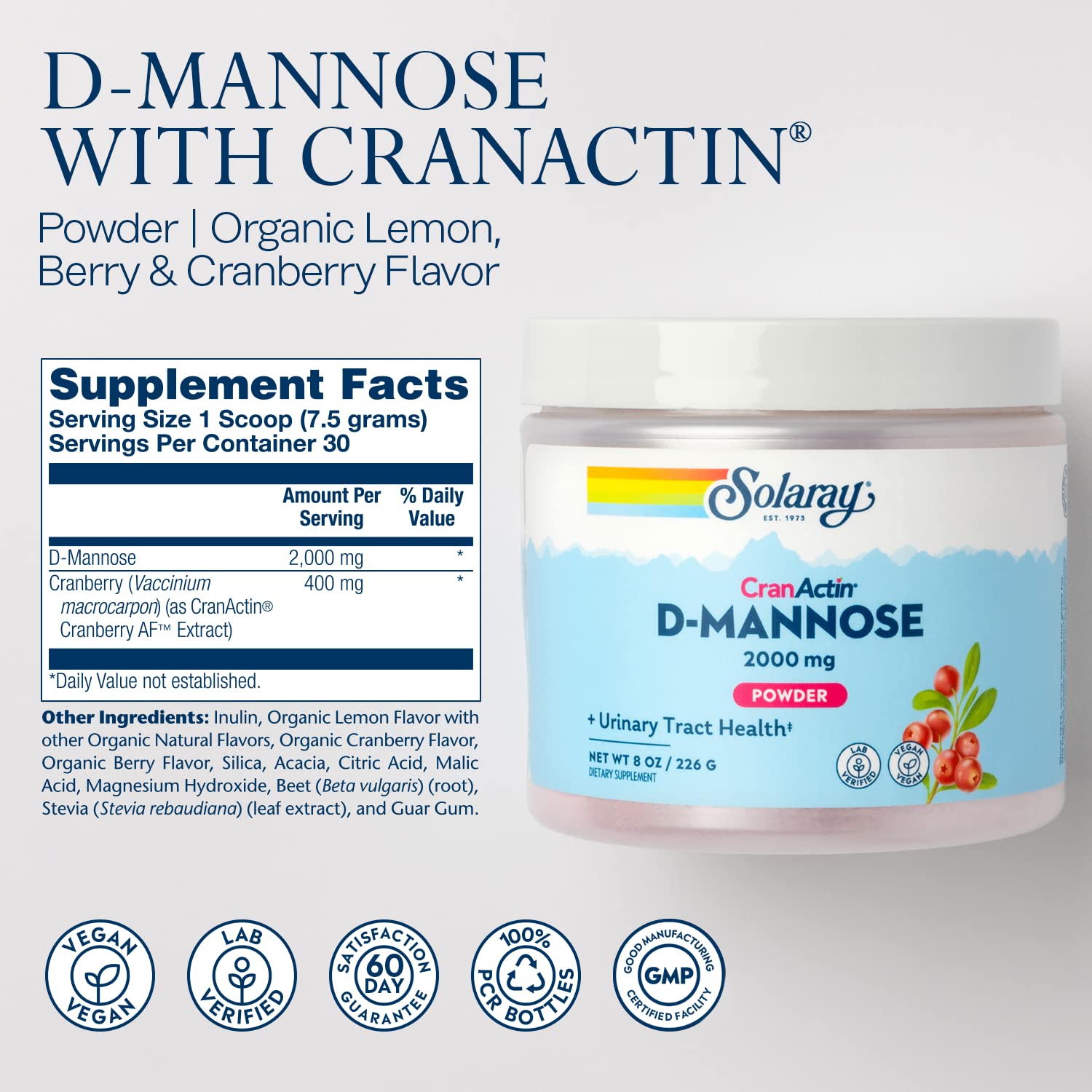 Foto 2 | Suplemento Solaray D-manose Con Cranactin Cranberry Af 60 Ml - Venta Internacional.
