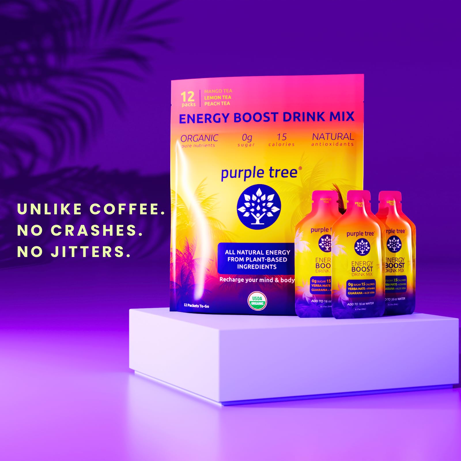 Foto 2 | Bebida Energética Purple Tree Con Sabor A Té Helado De Limón Orgánico, 12 X 20 M - Venta Internacional.