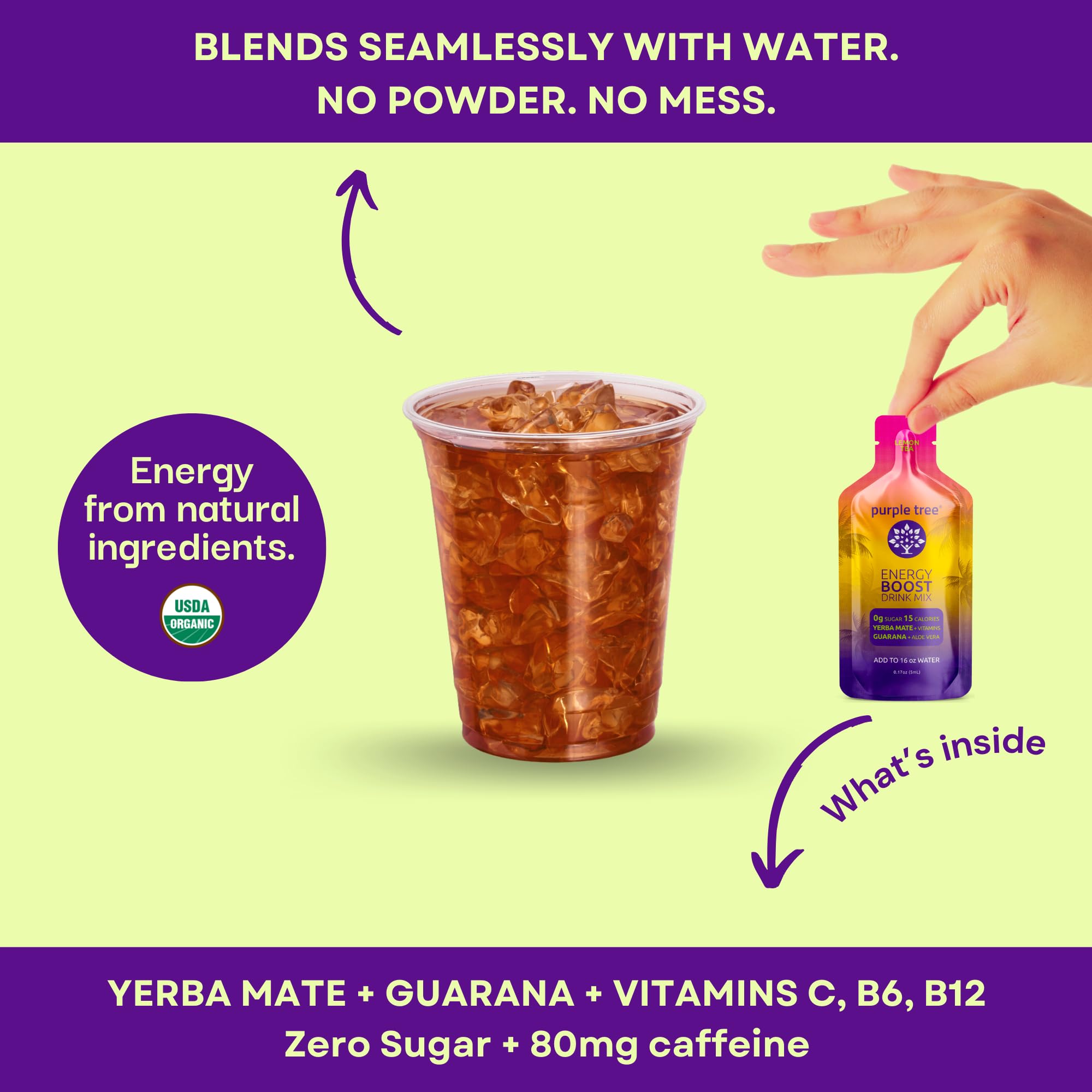 Foto 4 pulgar | Bebida Energética Purple Tree Con Sabor A Té Helado De Limón Orgánico, 12 X 20 M - Venta Internacional.