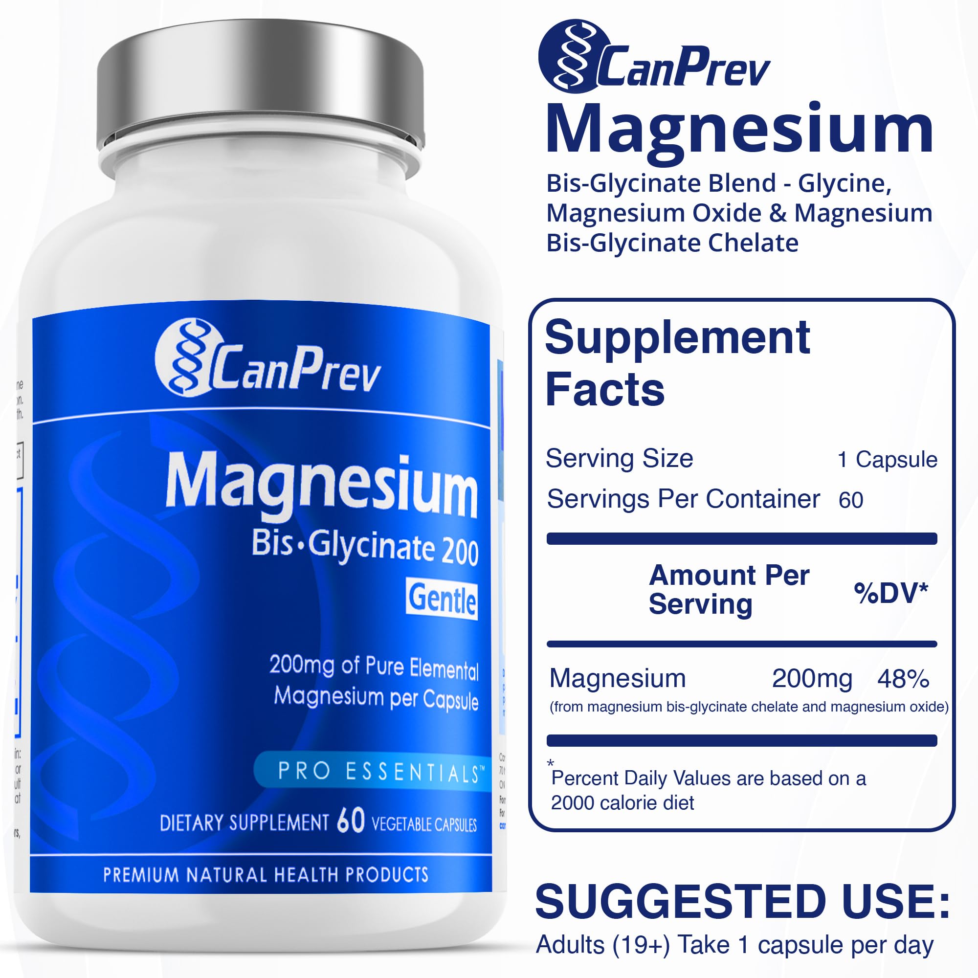 Foto 7 pulgar | Suplemento Canprev: Bisglicinato De Magnesio, 200 Mg, 60 Cápsulas Vegetales - Venta Internacional.