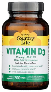 Foto 1 | Suplemento Country Life Vitamina D3, 1000 Ui, Cápsulas Blandas, 200 Unidades - Venta Internacional.