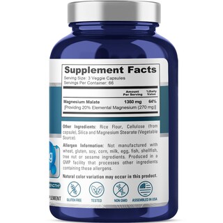 Foto 2 | Suplemento De Malato De Magnesio Nusapure 1350 Mg 200 Cápsulas - Venta Internacional.