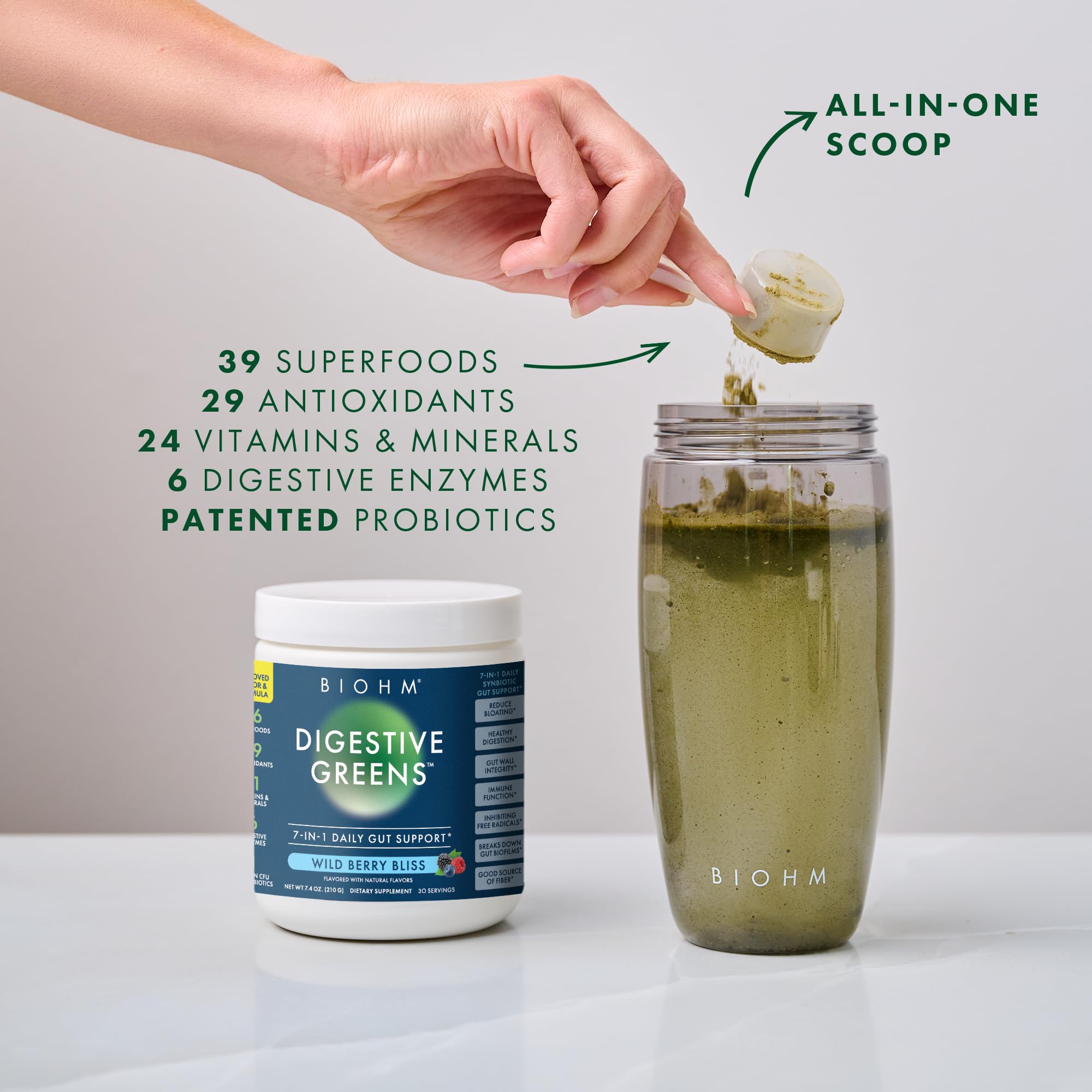 Foto 4 pulgar | Suplemento Biohm Digestive Greens Green Superfood 220 Ml - Venta Internacional.