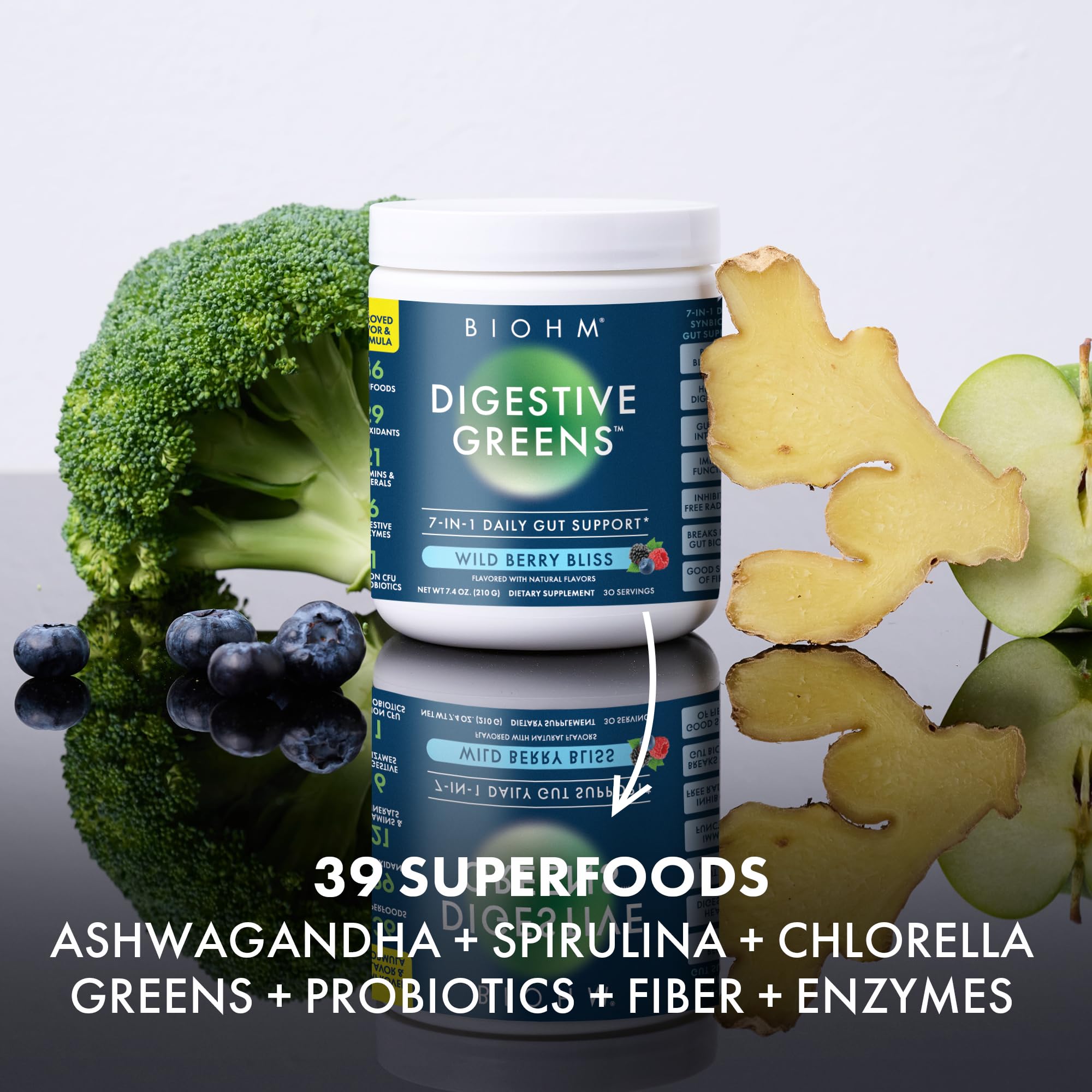 Foto 7 pulgar | Suplemento Biohm Digestive Greens Green Superfood 220 Ml - Venta Internacional.