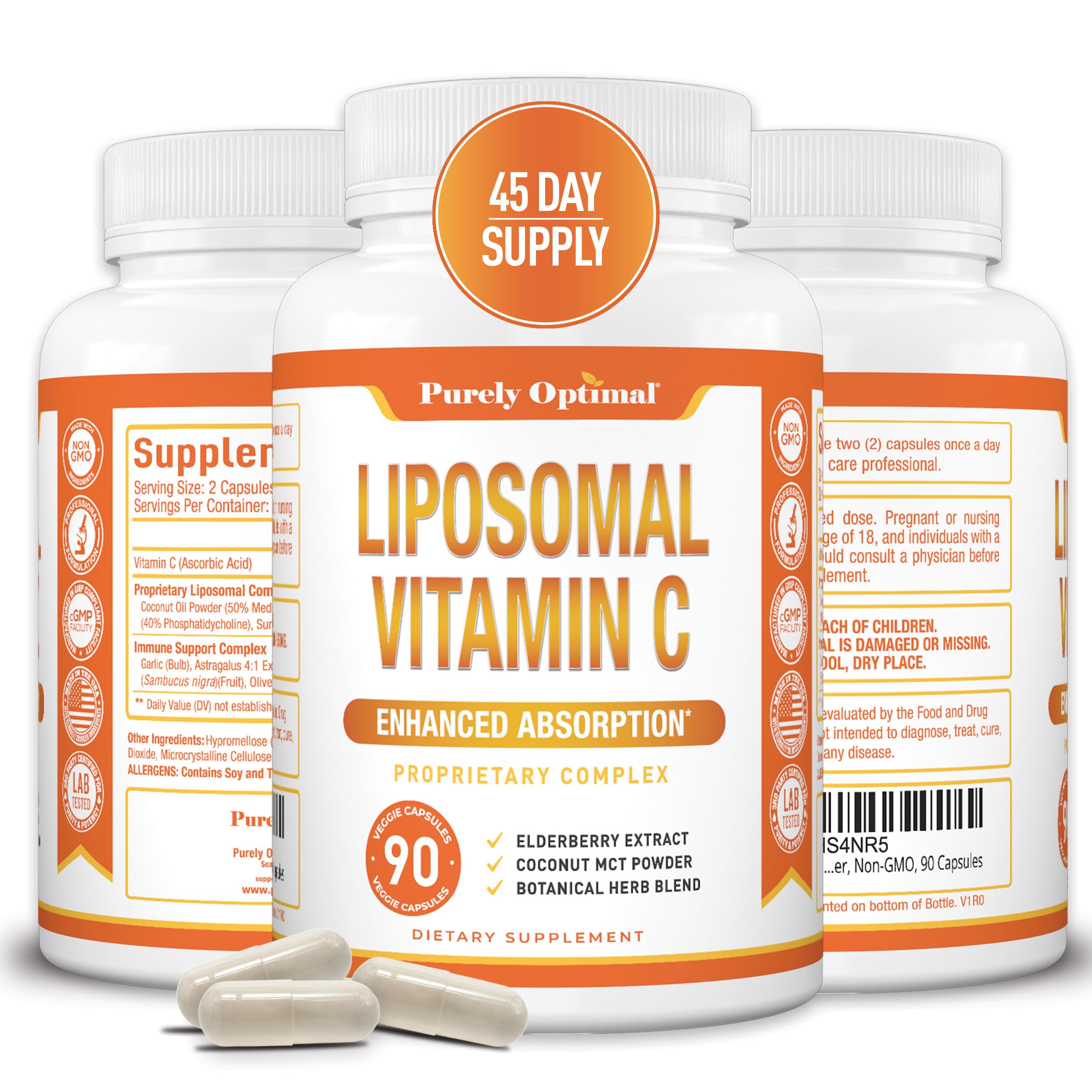 Foto 2 pulgar | Suplemento De Vitamina C Liposomal Purely Optimal 1000 Mg 90 Cápsulas - Venta Internacional.