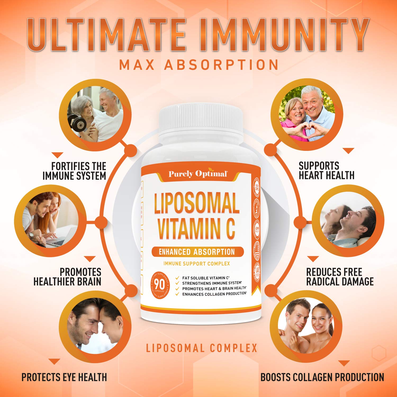 Foto 4 pulgar | Suplemento De Vitamina C Liposomal Purely Optimal 1000 Mg 90 Cápsulas - Venta Internacional.