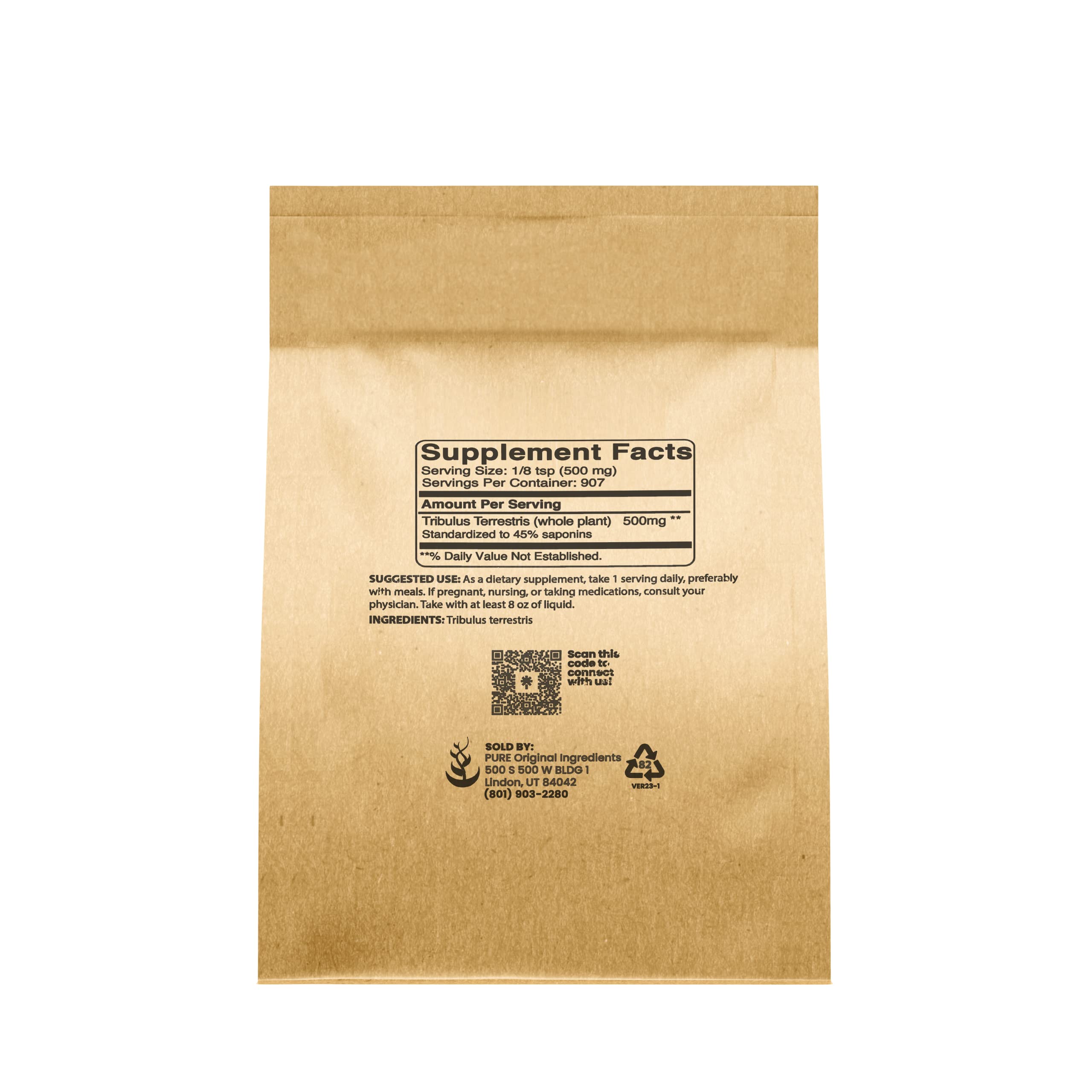 Foto 2 | Suplemento Dietético Pure Original Ingredients Tribulus Terrestris 454 G - Venta Internacional.