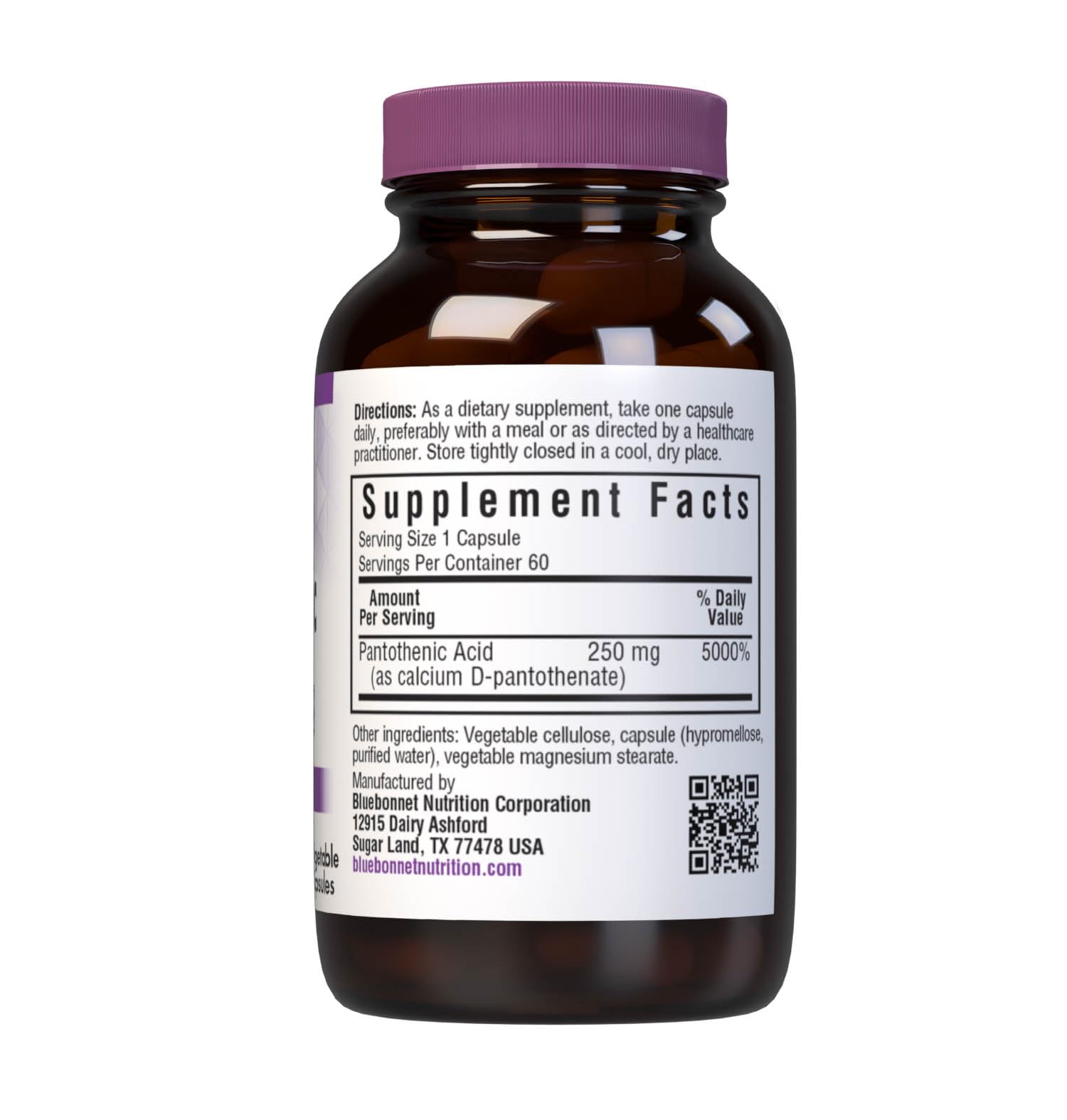 Foto 3 pulgar | Suplemento De Ácido Pantoténico Bluebonnet 250 Mg 60 Cápsulas - Venta Internacional.