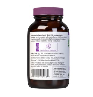 Foto 3 | Suplemento De Ácido Pantoténico Bluebonnet 250 Mg 60 Cápsulas - Venta Internacional.
